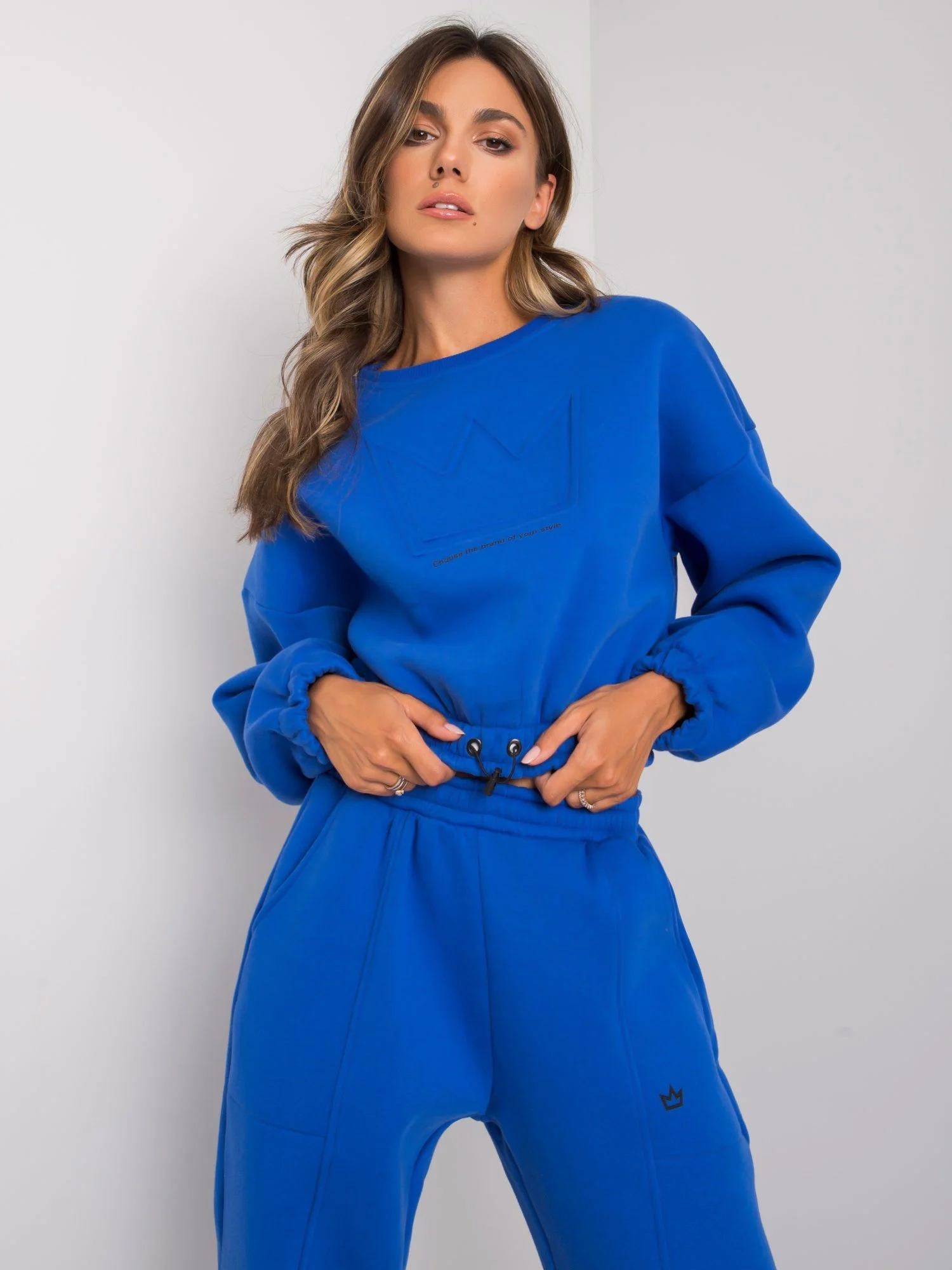 Compleu Dama Maneca lunga, Imprimat, ex moda, Cobalt - imagine 3