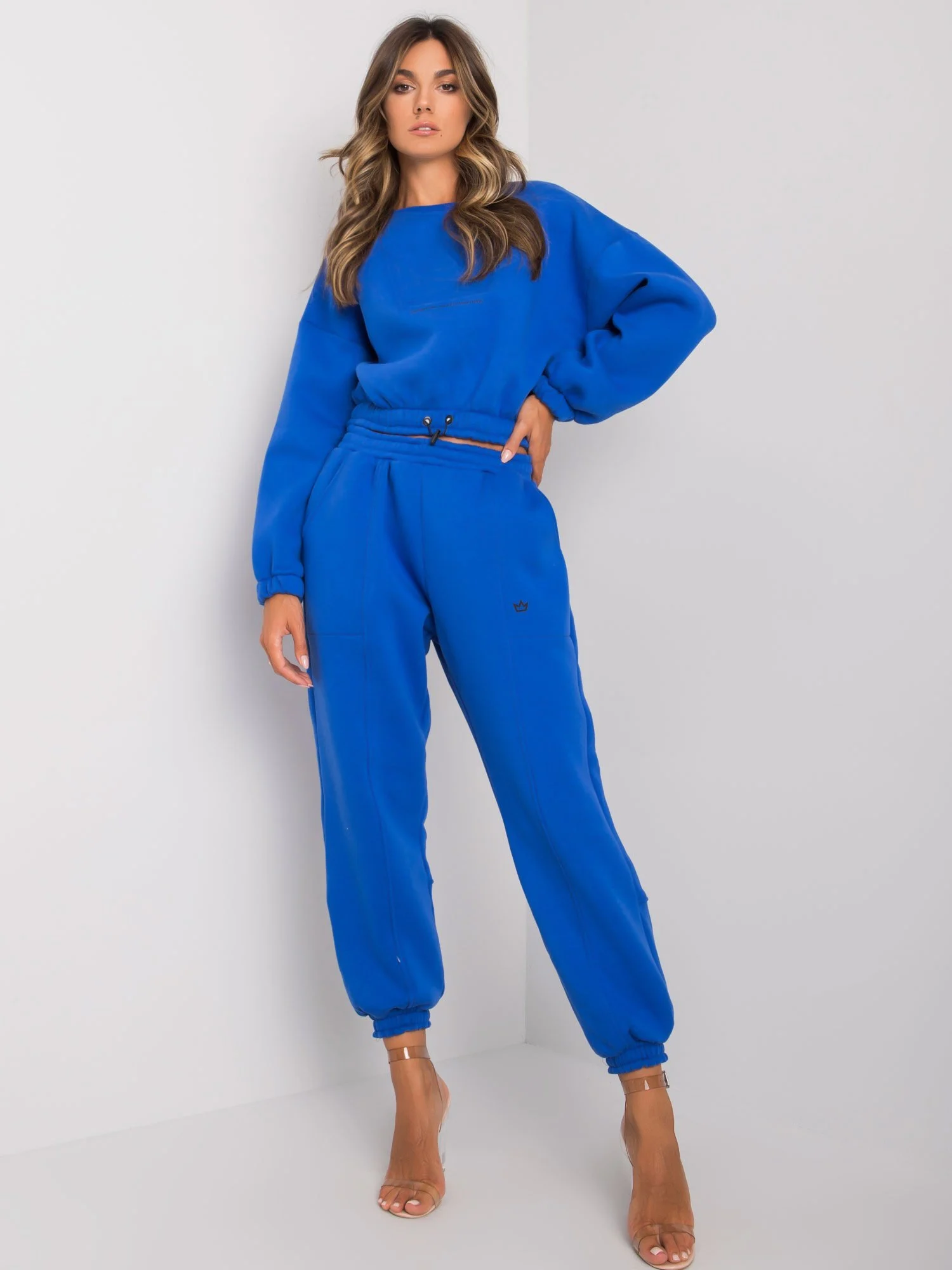 Compleu Dama Maneca lunga, Imprimat, ex moda, Cobalt - imagine 2