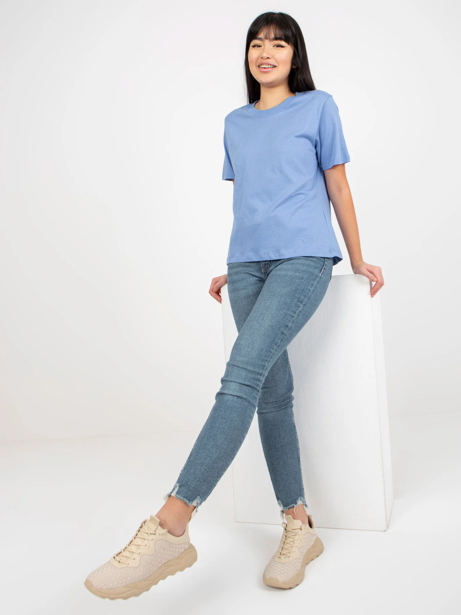 Tricou Dama Mini, Decolteu rotund, Mayflies, Albastru Casual Marimi Mari - imagine 2
