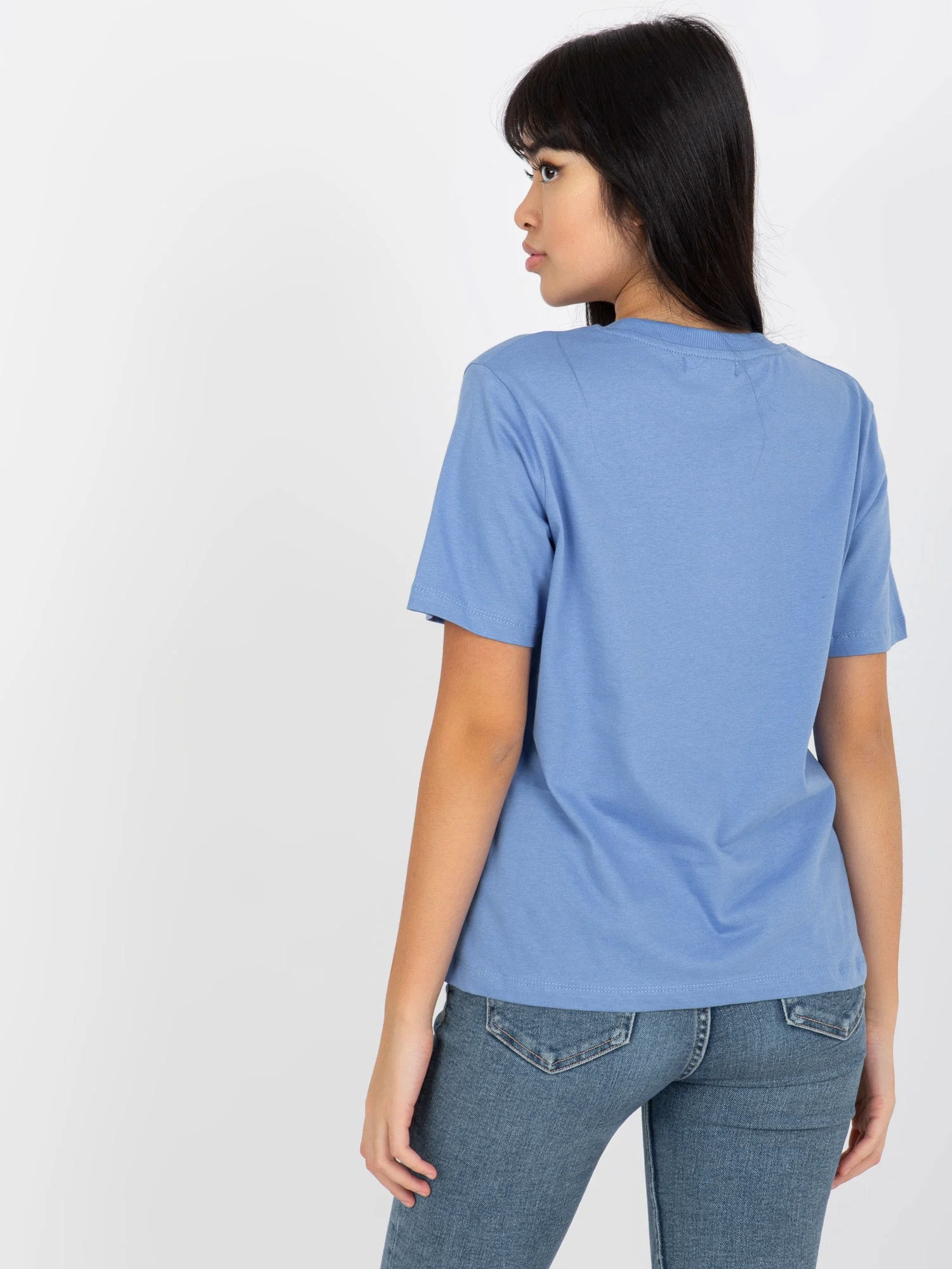 Tricou Dama Mini, Decolteu rotund, Mayflies, Albastru Casual Marimi Mari - imagine 4