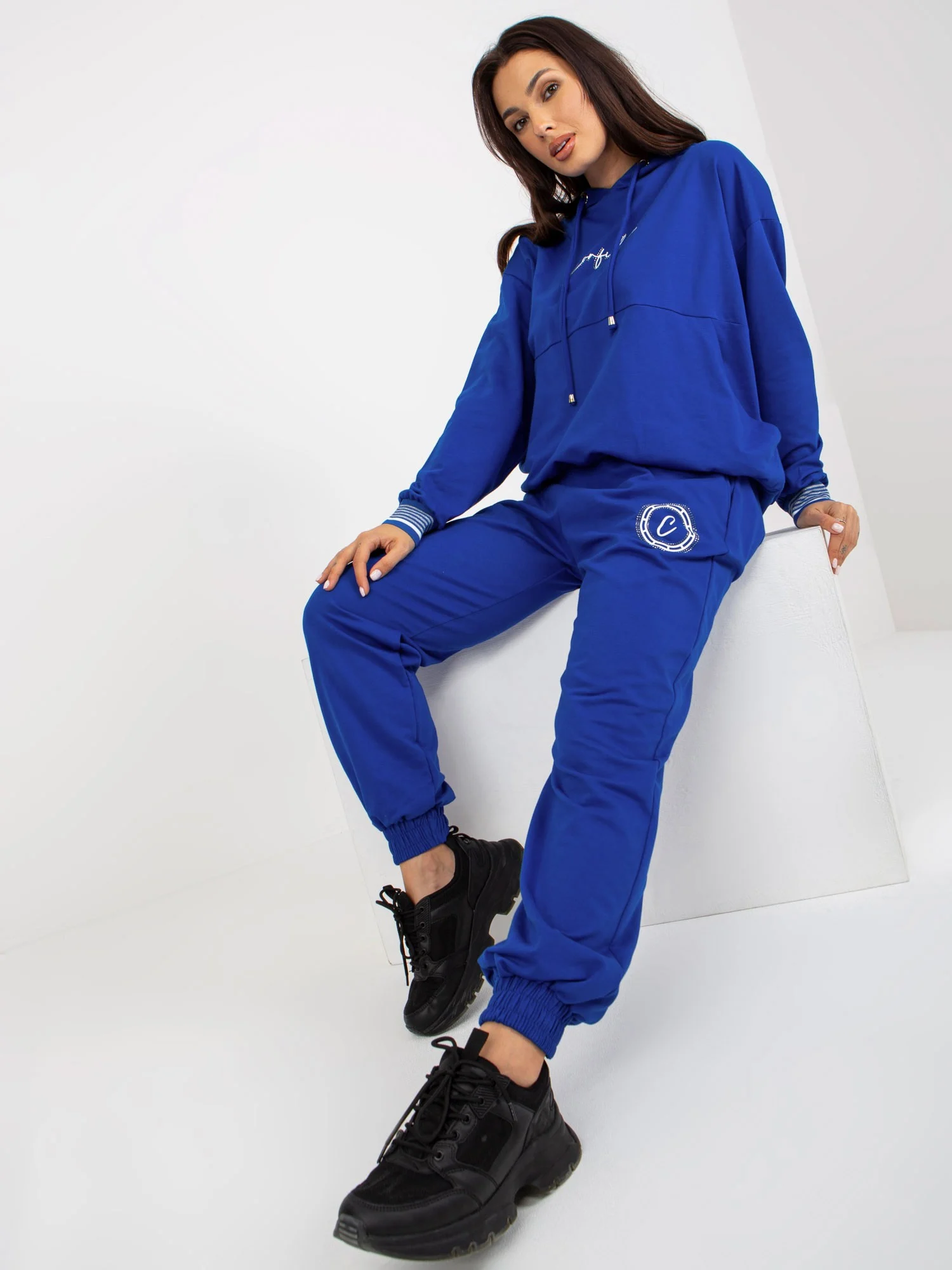 Compleu Dama Maneca lunga, Mansete elastice, RELEVANCE, Albastru Casual - imagine 2