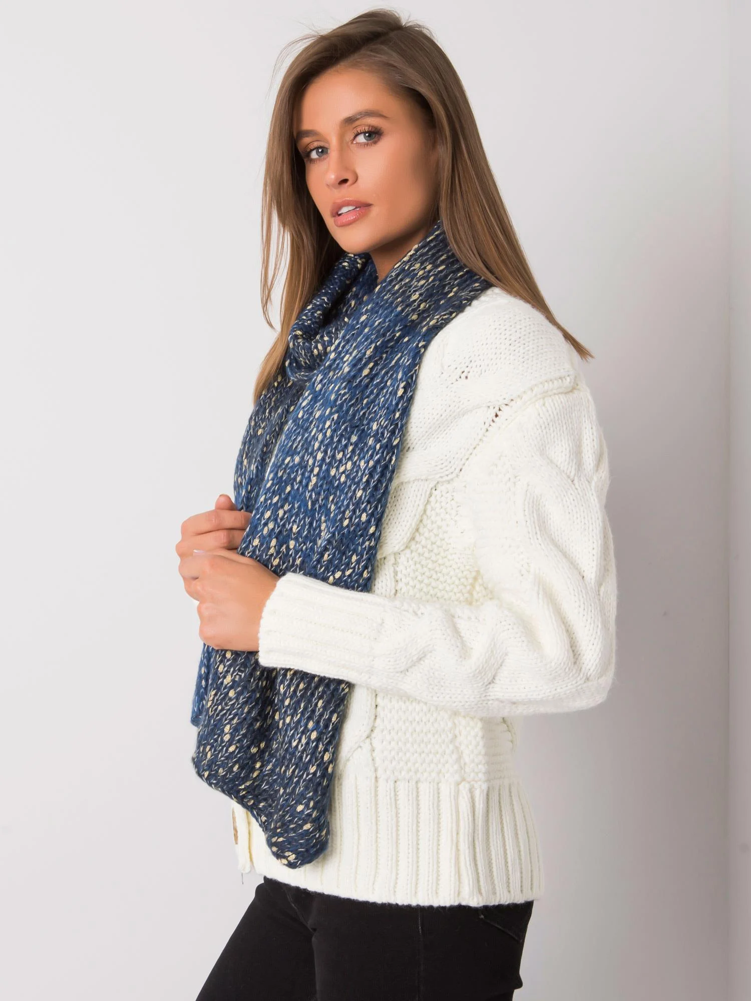 Esarfa Dama Acril, Fashion Hunters, Albastru - imagine 4