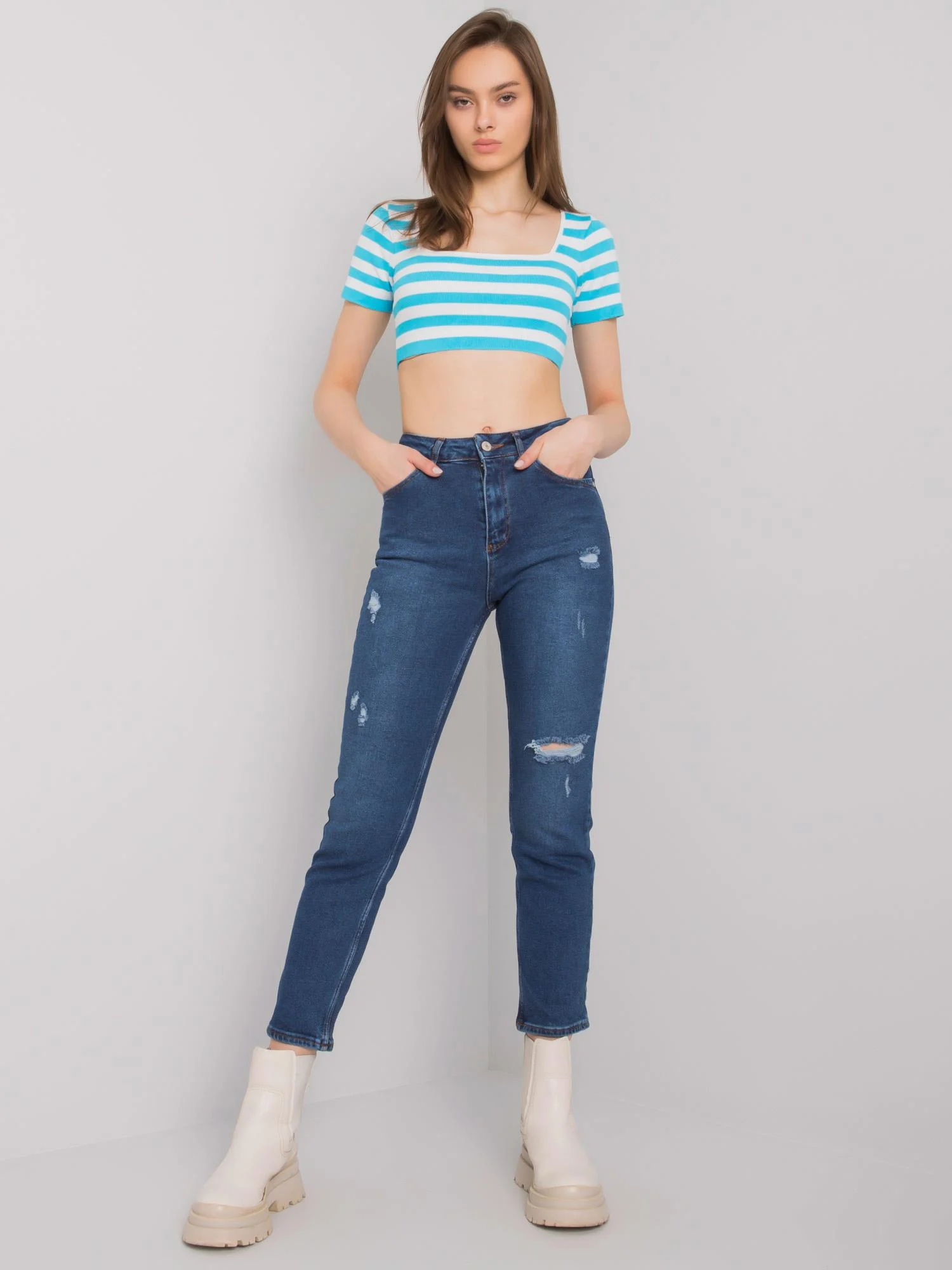 Blugi Dama Lunga, Conica, OREO JEANS, Albastru Casual - imagine 3