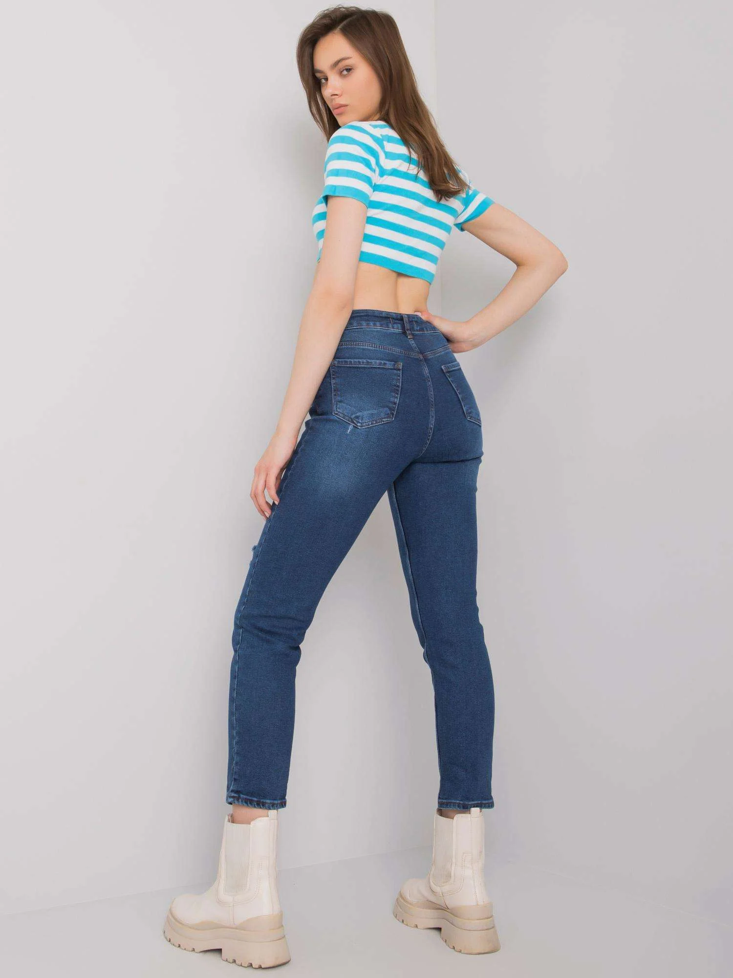 Blugi Dama Lunga, Conica, OREO JEANS, Albastru Casual - imagine 4