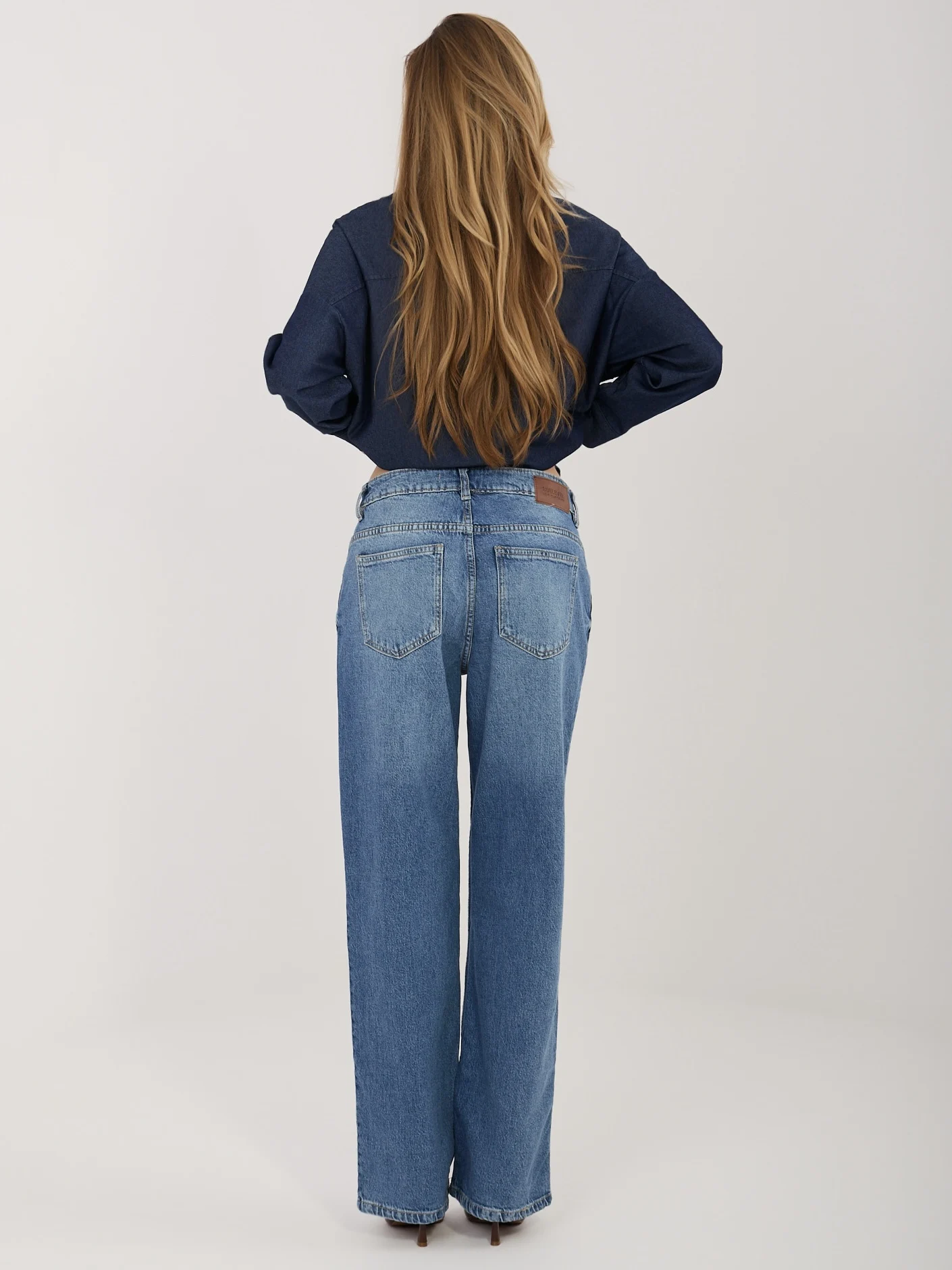 Pantaloni Dama Croiala dreapta, Guler inalt, Sublevel, Albastru Casual - imagine 2