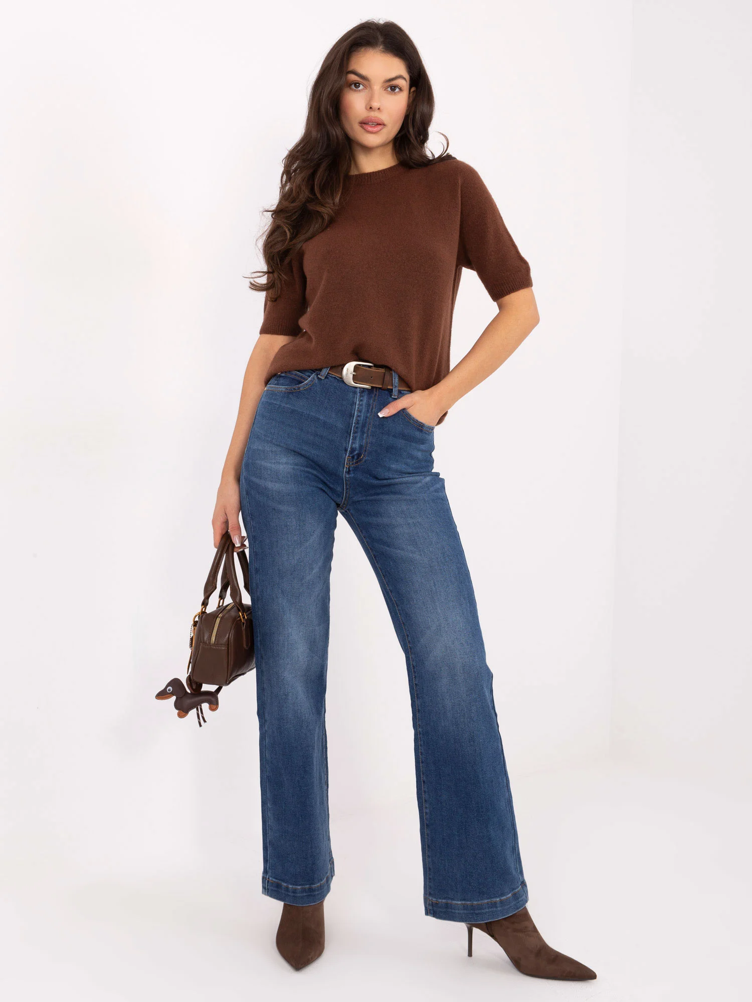 Blugi Dama Croiala dreapta, Guler inalt, M.SARA JEANS, Albastru Casual - imagine 4