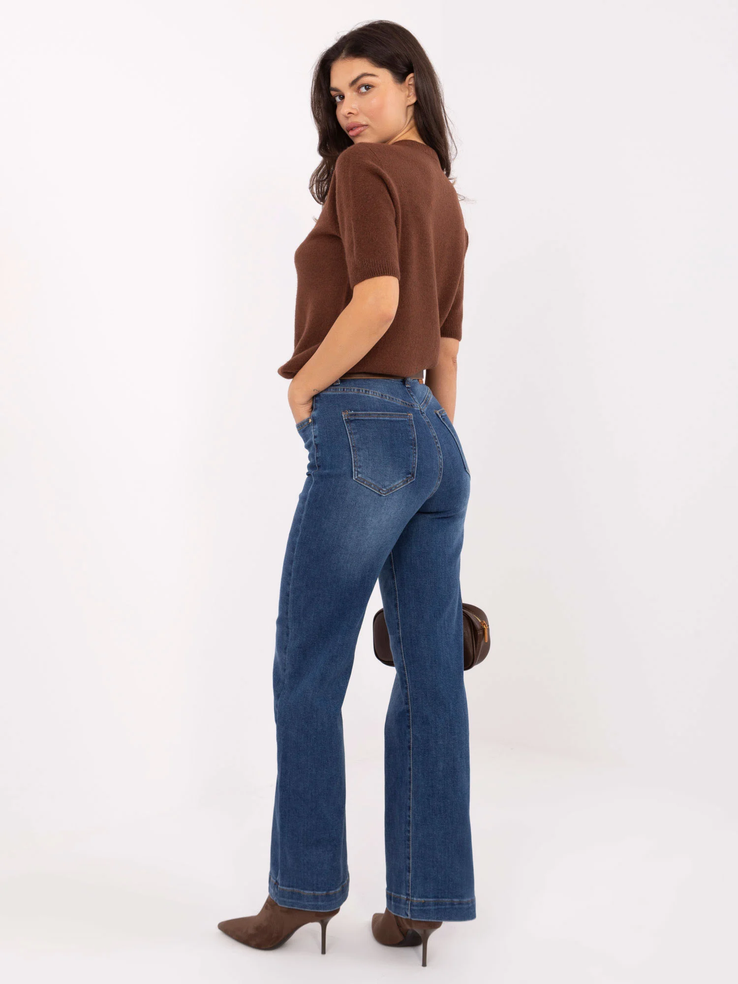 Blugi Dama Croiala dreapta, Guler inalt, M.SARA JEANS, Albastru Casual - imagine 3