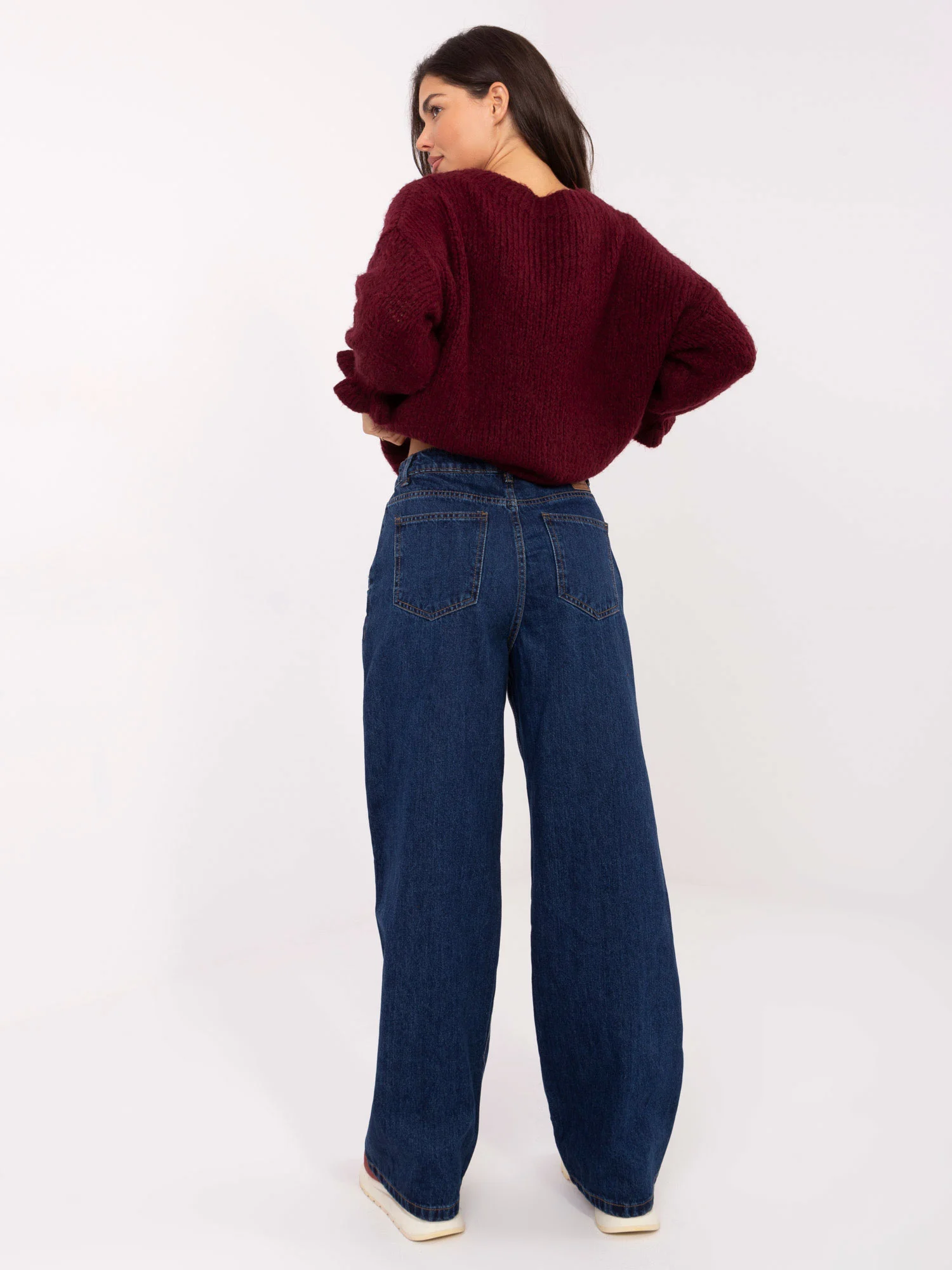 Pantaloni Dama Larga, Guler inalt, Sublevel, Albastru Casual - Image 5