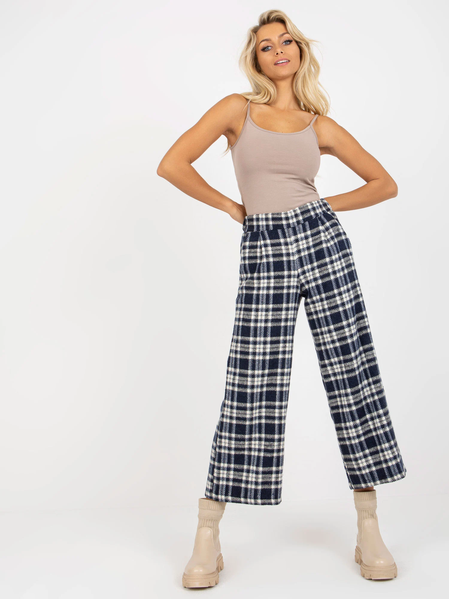 Pantaloni Dama Carouri, Larga, LAKERTA, Albastru Eleganta Office - Image 3