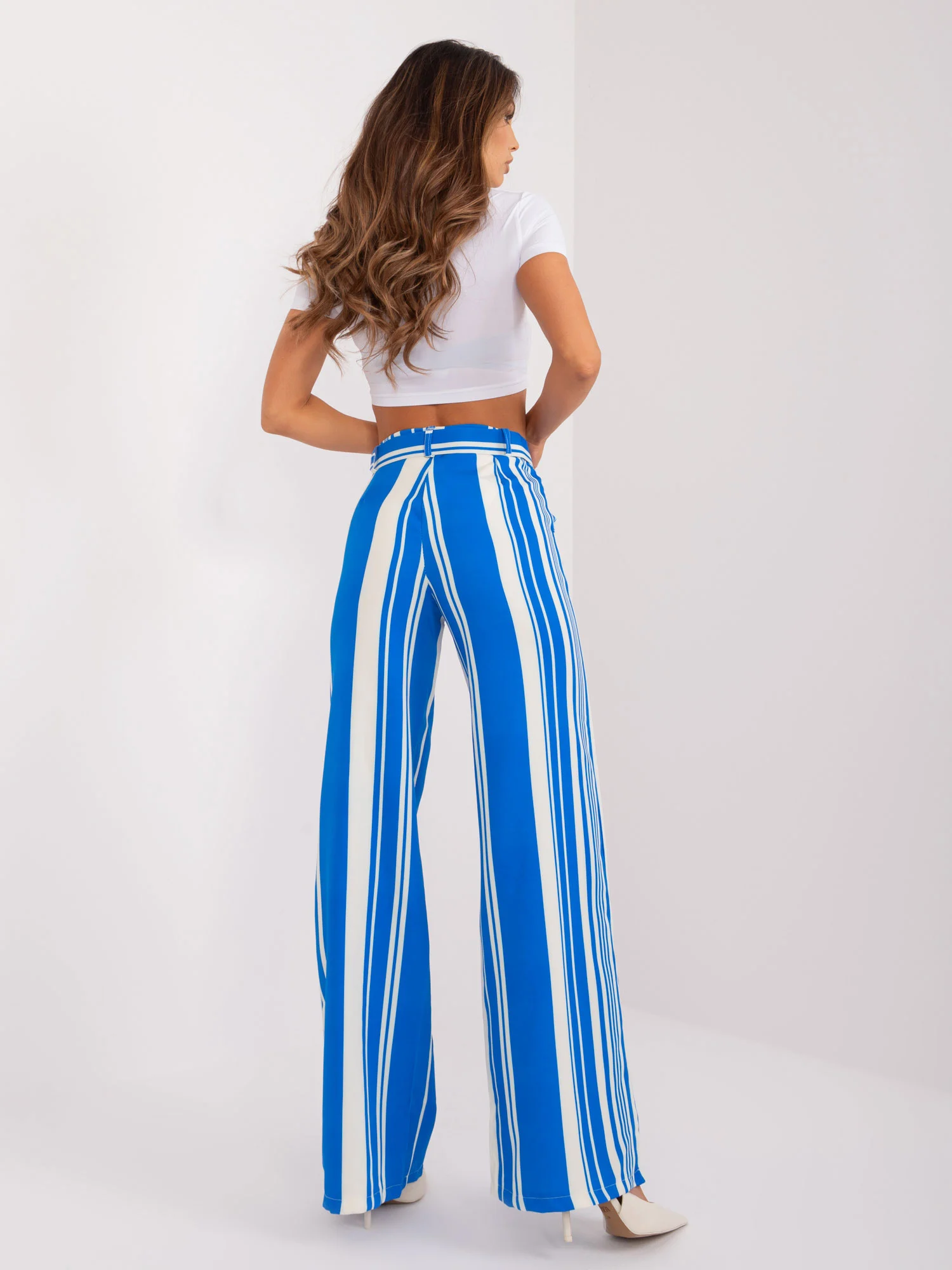 Pantaloni Dama Dungi, Elegant, ITALY MODA, Albastru de Petrecere Marimi Mari - imagine 4