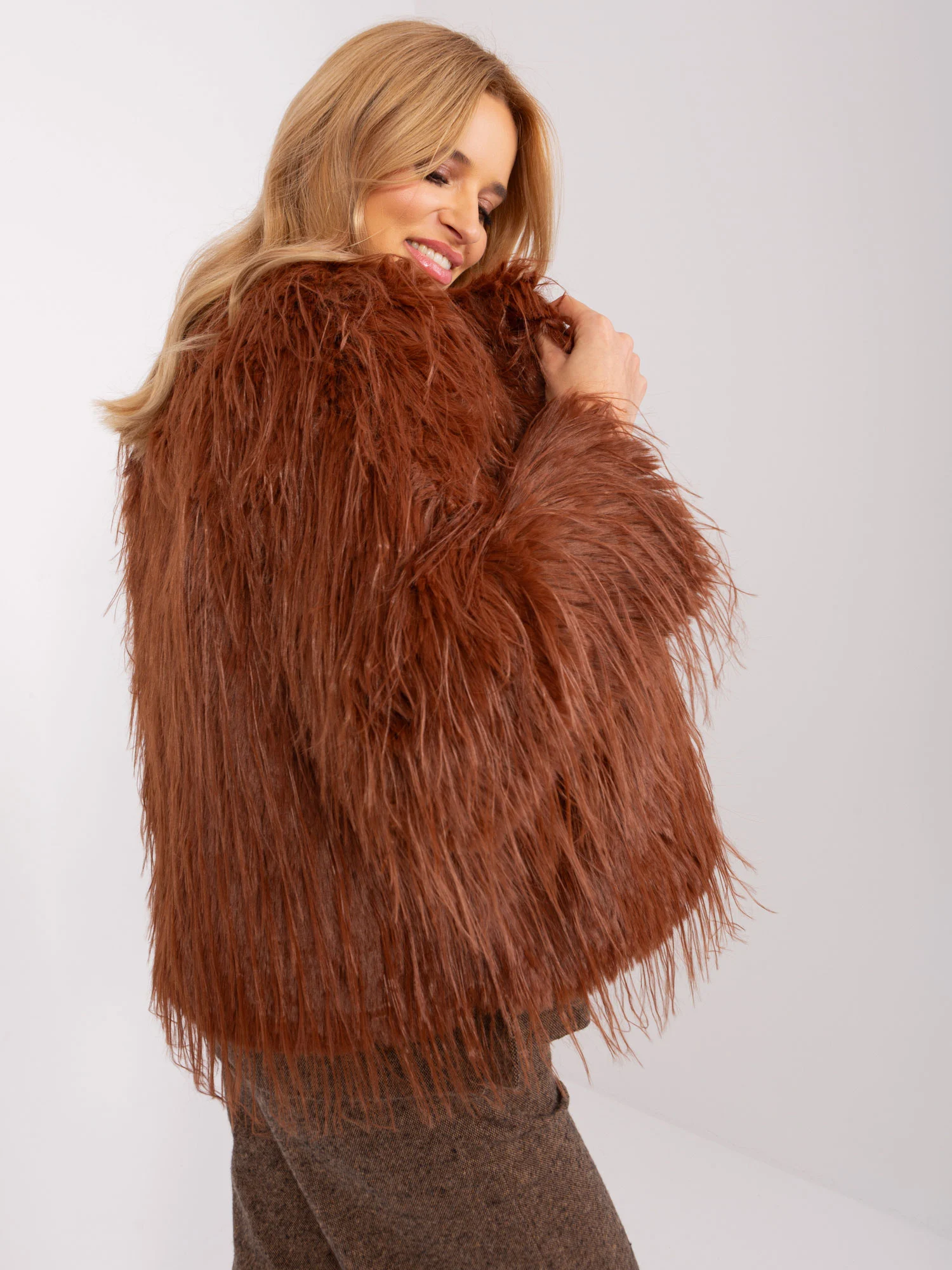 Jacheta Dama Maneca lunga, Elegant, Wool Fashion Italia, Portocaliu de Petrecere - imagine 5