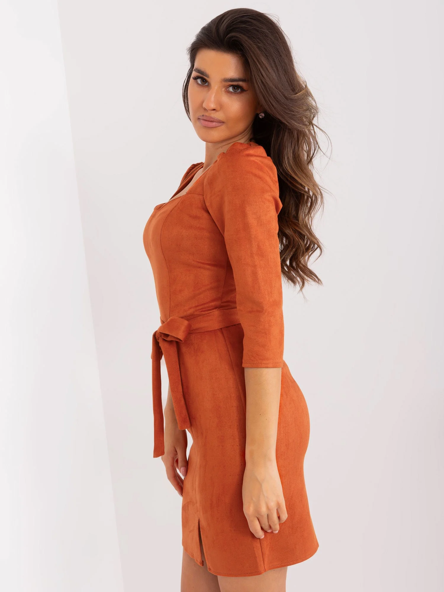 Rochie Dama Mini, Rochie creion, LAKERTA, Portocaliu Eleganta Office - imagine 3