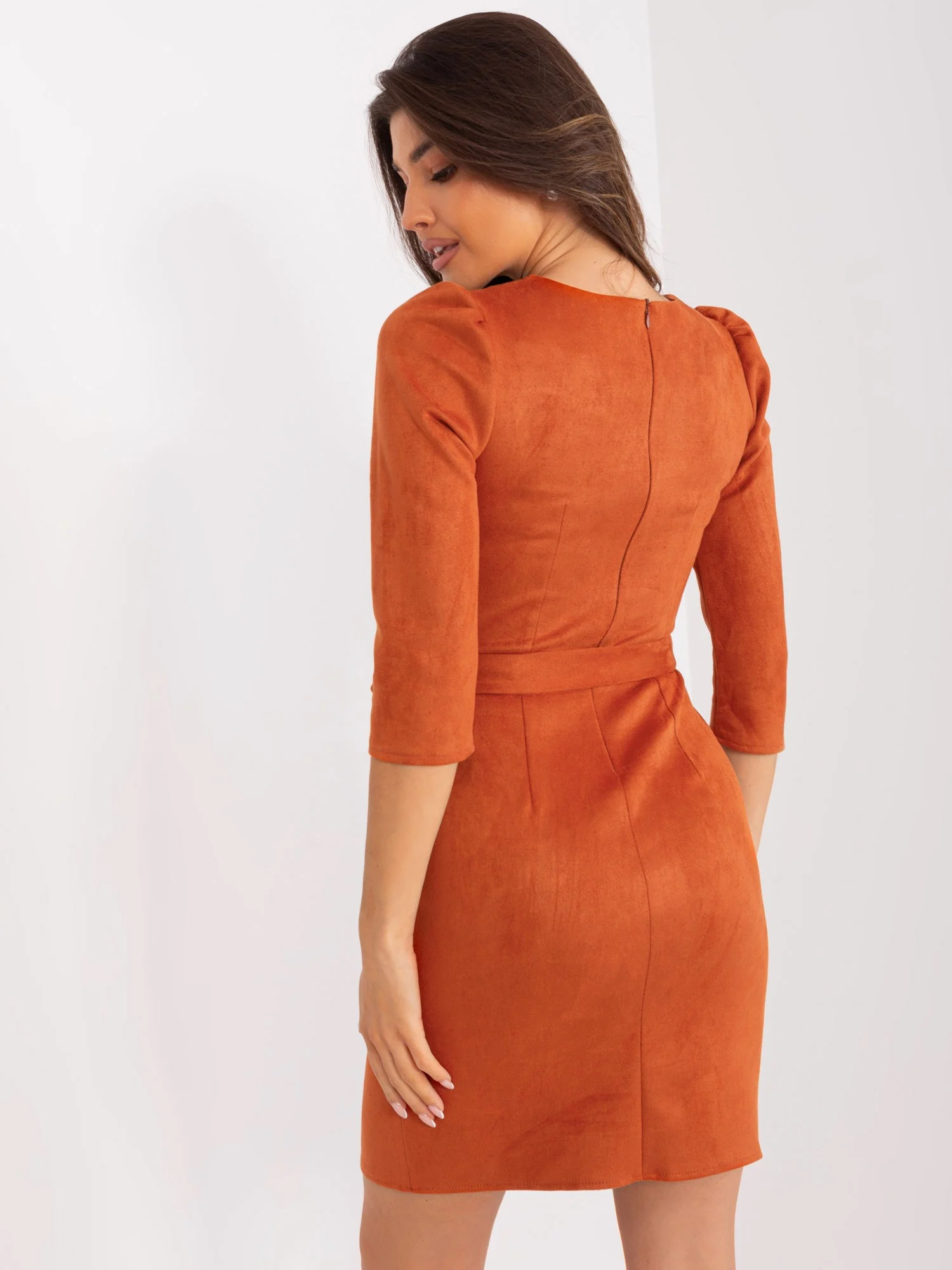 Rochie Dama Mini, Rochie creion, LAKERTA, Portocaliu Eleganta Office - imagine 6