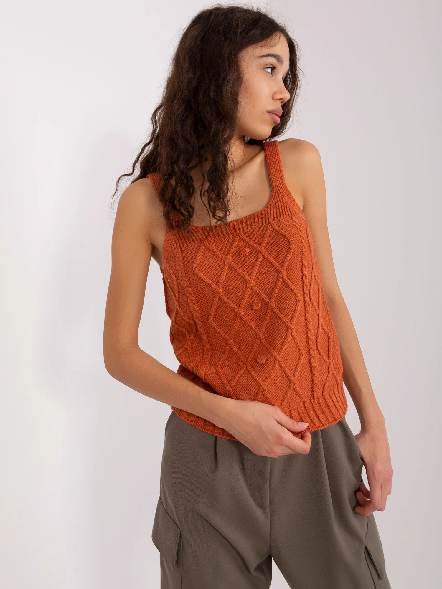 Compleu Dama Maneca lunga, Guler inalt, BADU, Portocaliu Eleganta Office - imagine 3