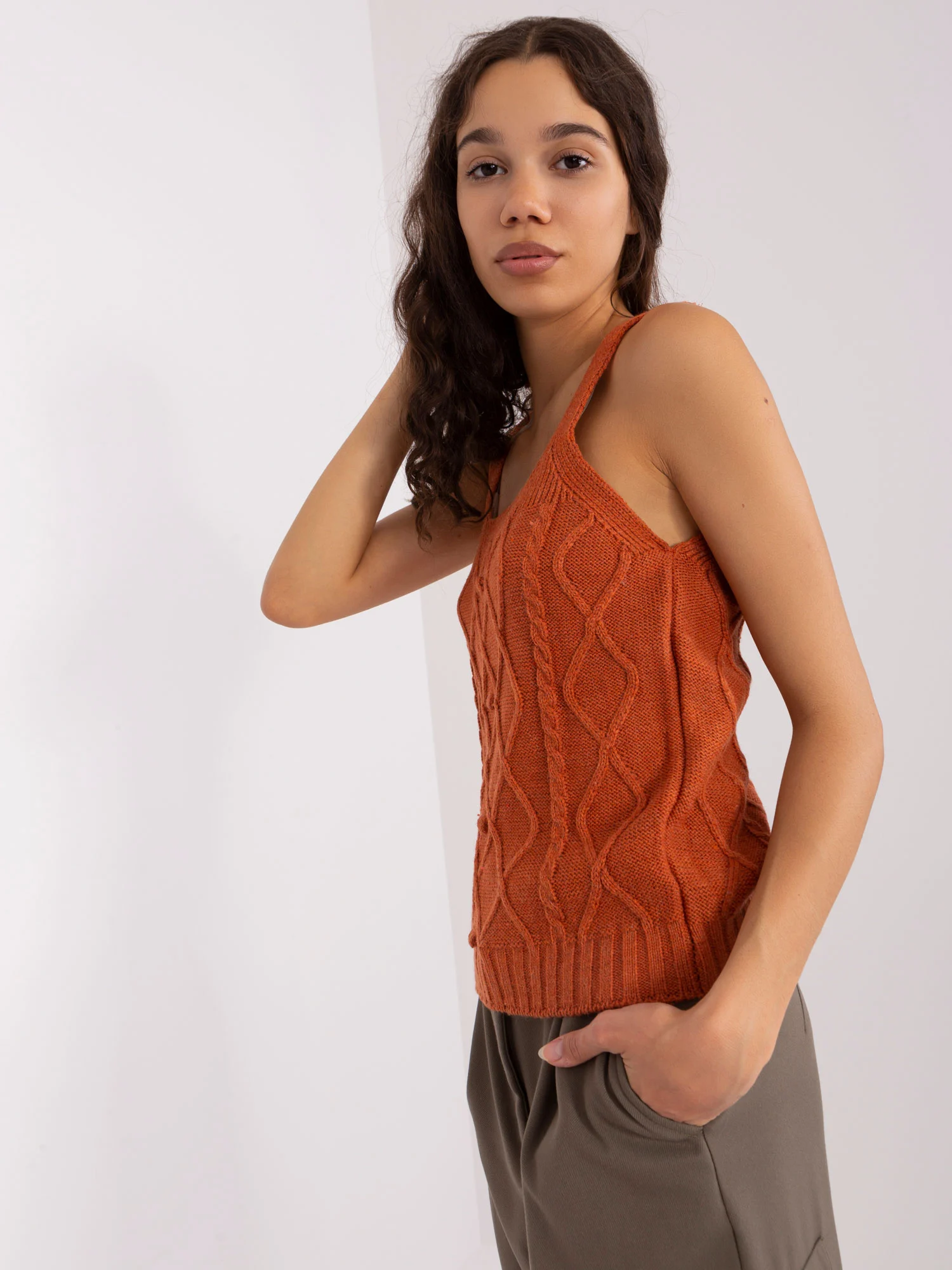 Compleu Dama Maneca lunga, Guler inalt, BADU, Portocaliu Eleganta Office - imagine 4