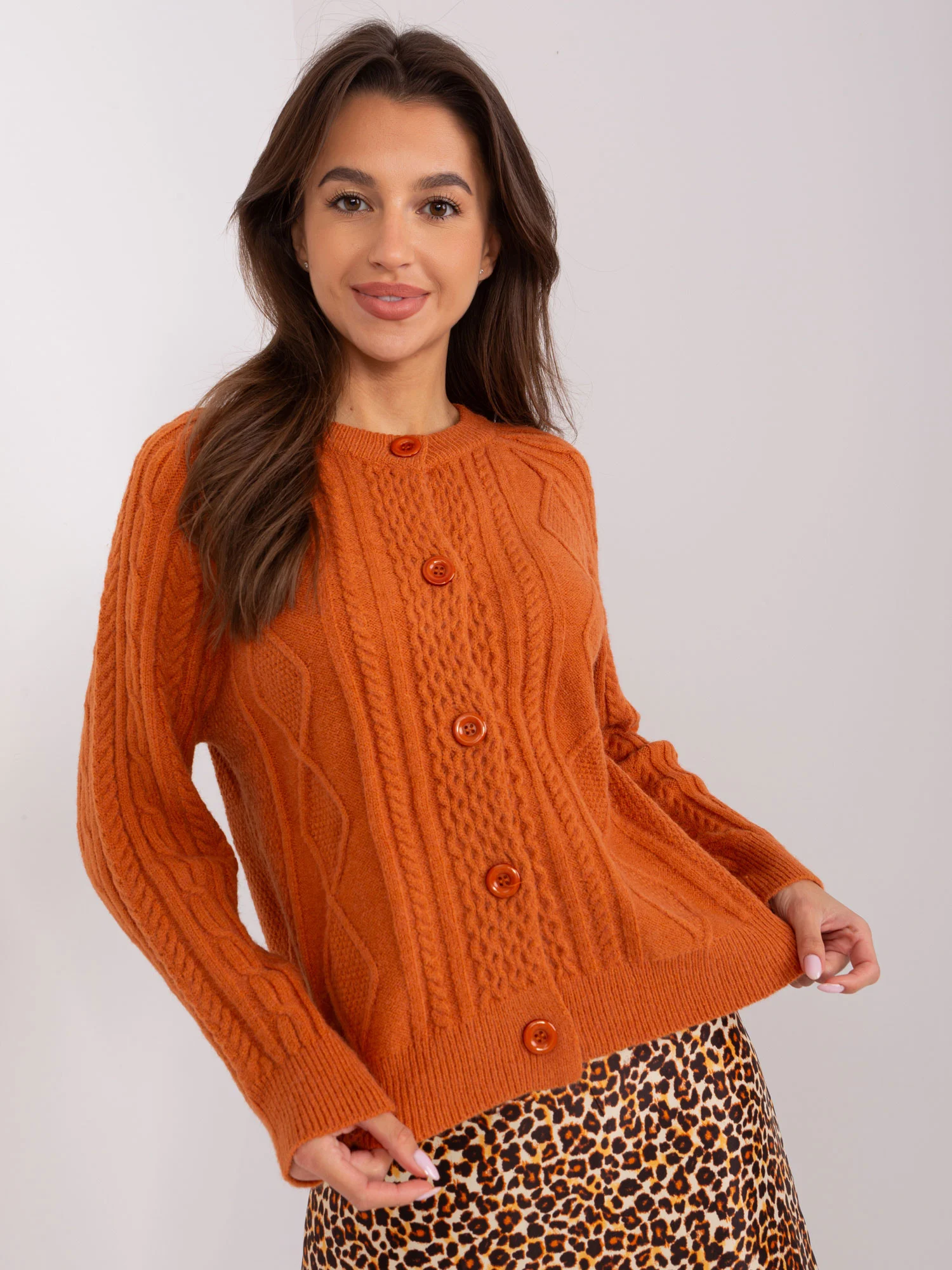 Pulover Dama Decolteu rotund, Acril, Wool Fashion Italia, Portocaliu Casual - Image 6