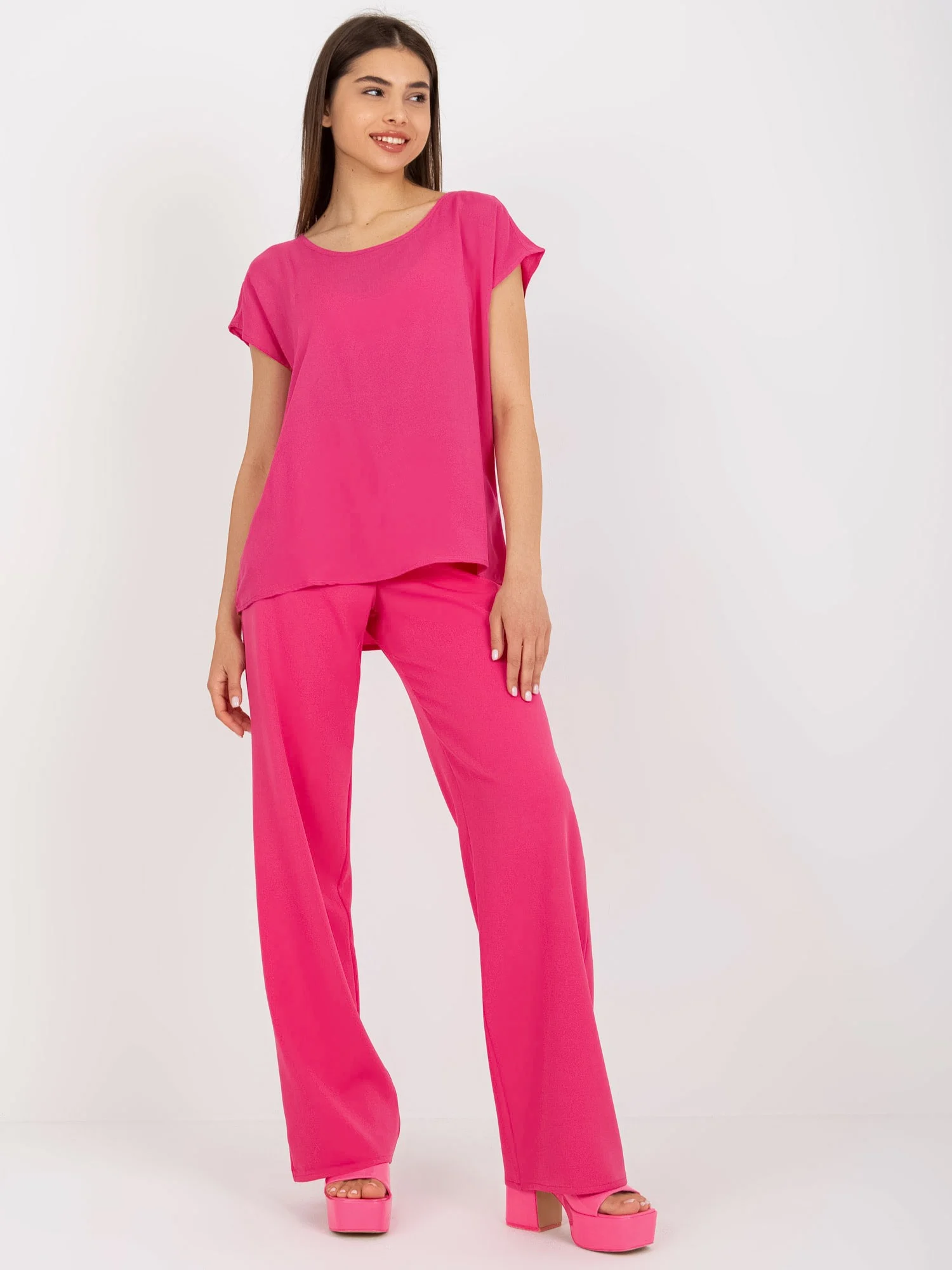 Bluza Dama Mini, Decolteu rotund, Sublevel, Roz Eleganta Office Marimi Mari - imagine 5