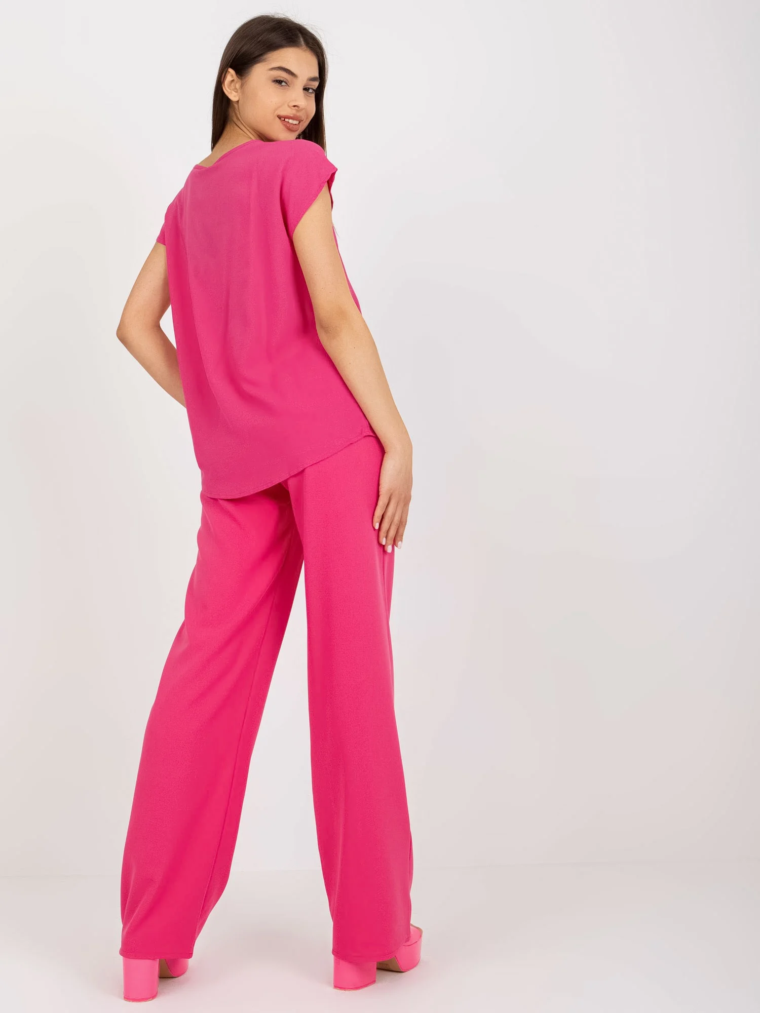 Bluza Dama Mini, Decolteu rotund, Sublevel, Roz Eleganta Office Marimi Mari - imagine 4