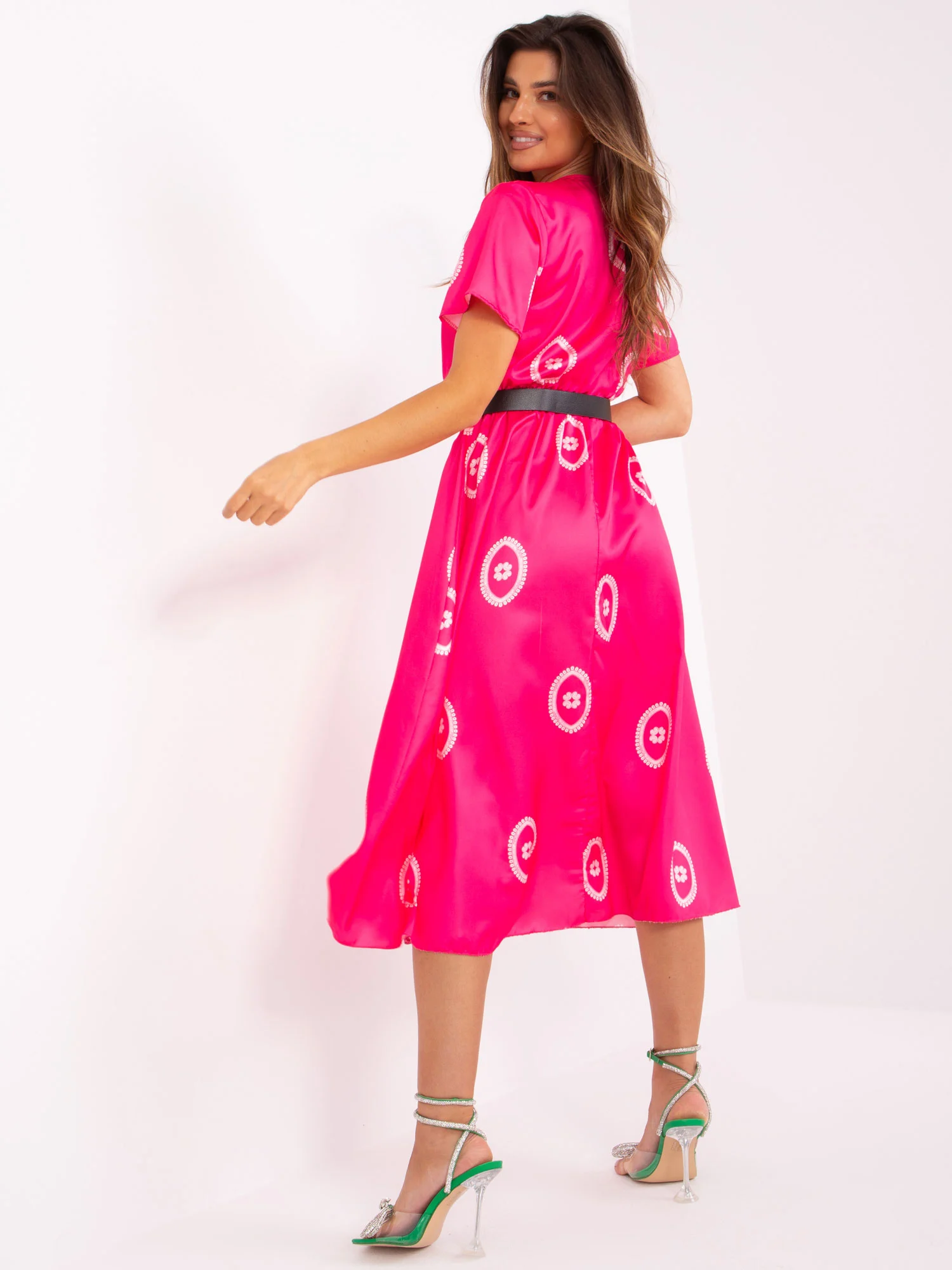 Rochie Dama Midi, Lejera, ITALY MODA, Roz de Sarbatori - Image 6