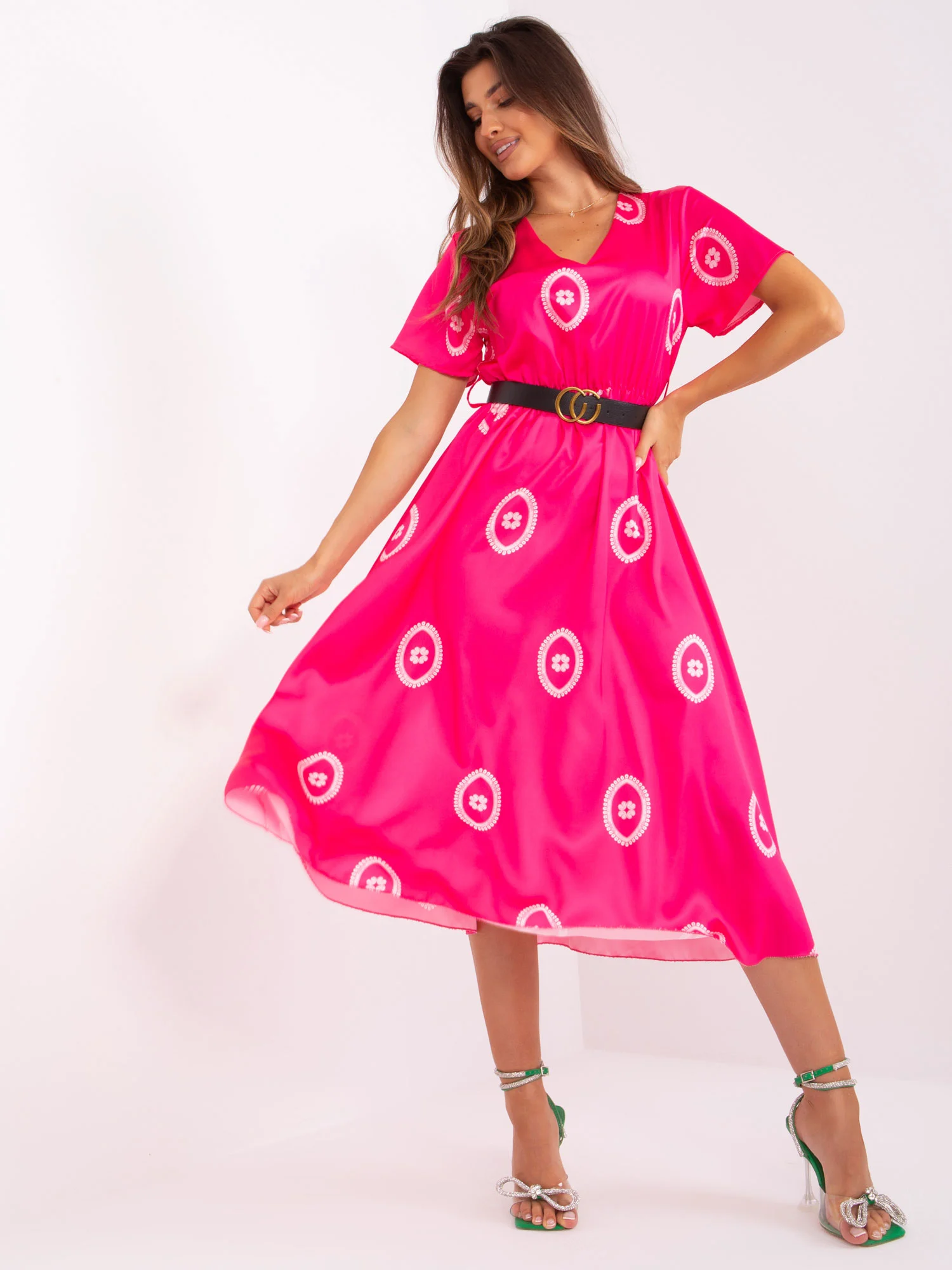 Rochie Dama Midi, Lejera, ITALY MODA, Roz de Sarbatori - Image 4