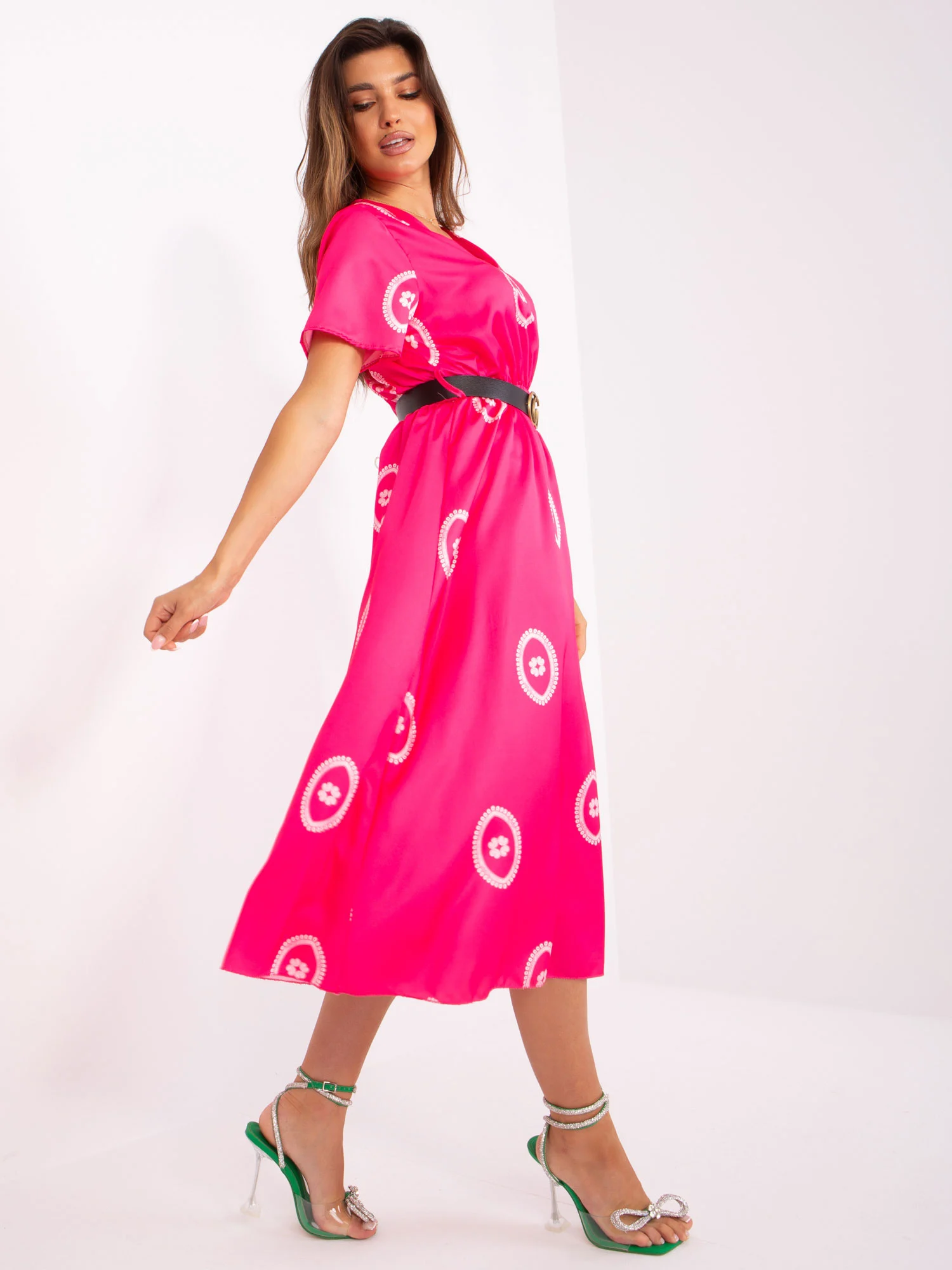 Rochie Dama Midi, Lejera, ITALY MODA, Roz de Sarbatori - Image 3