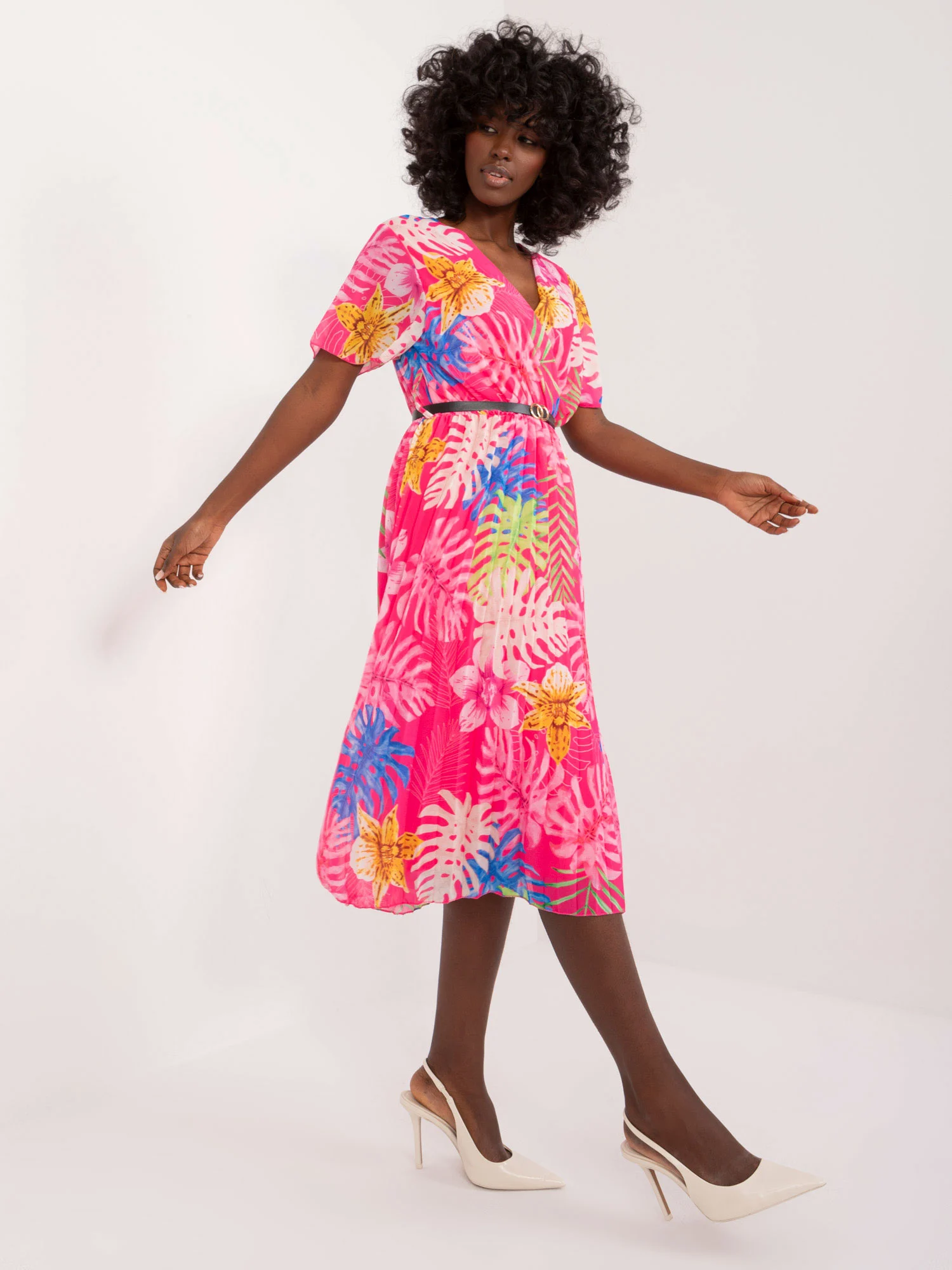 Rochie Dama Midi, Lejera, ITALY MODA, Roz - Image 3