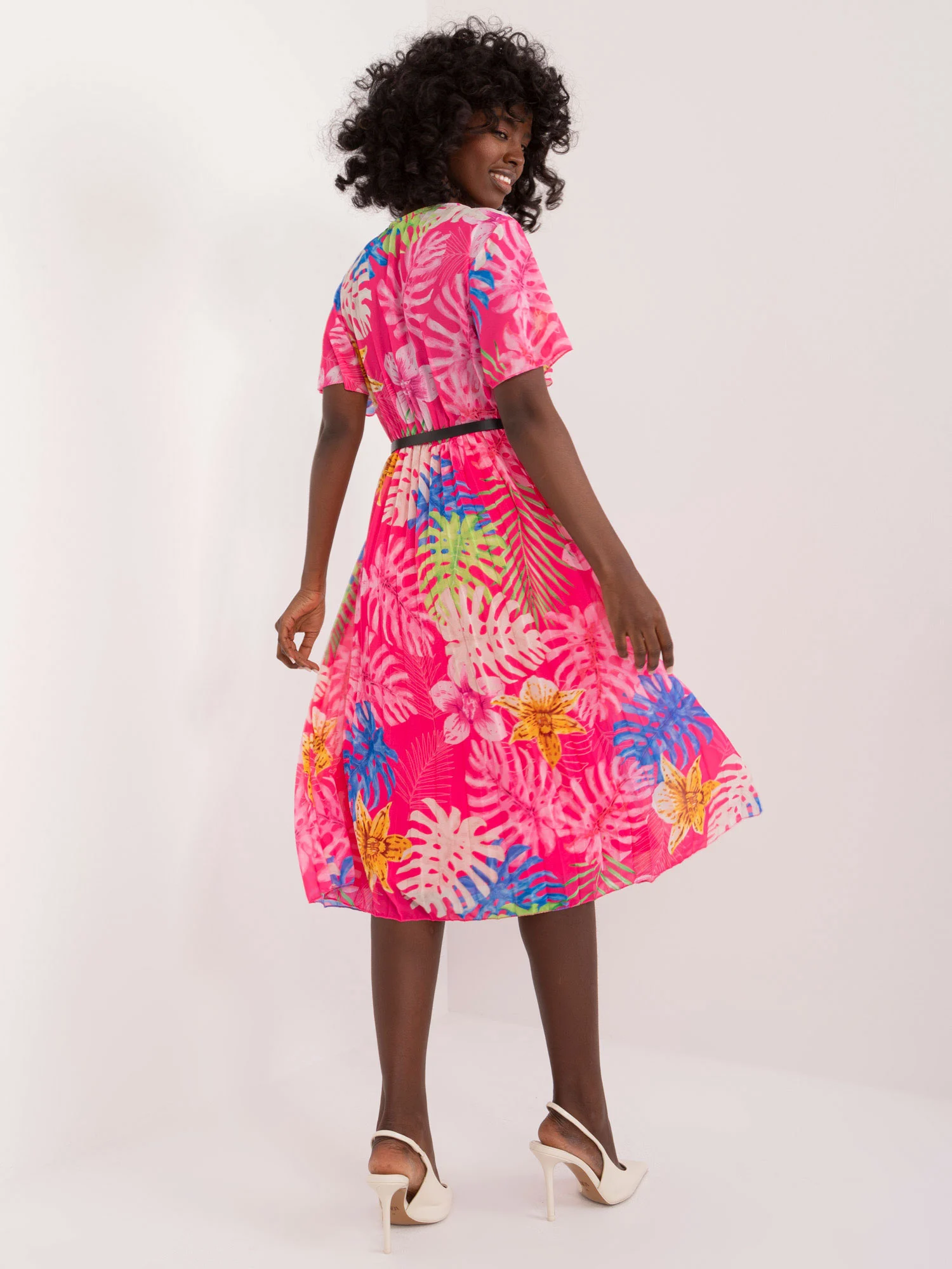 Rochie Dama Midi, Lejera, ITALY MODA, Roz - Image 4