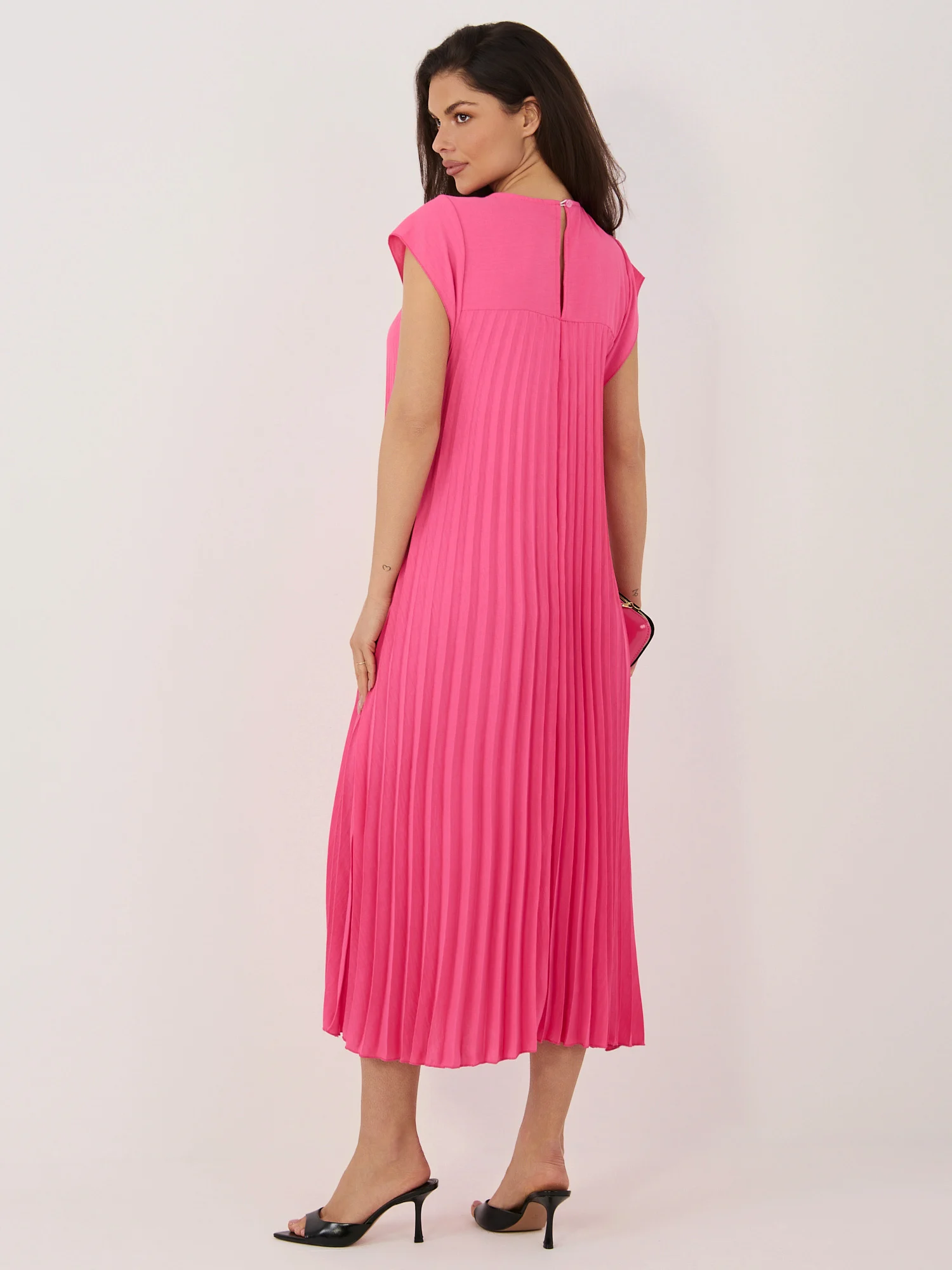 Rochie Dama Midi, Alta croiala, RUE PARIS, Roz de Petrecere - imagine 3