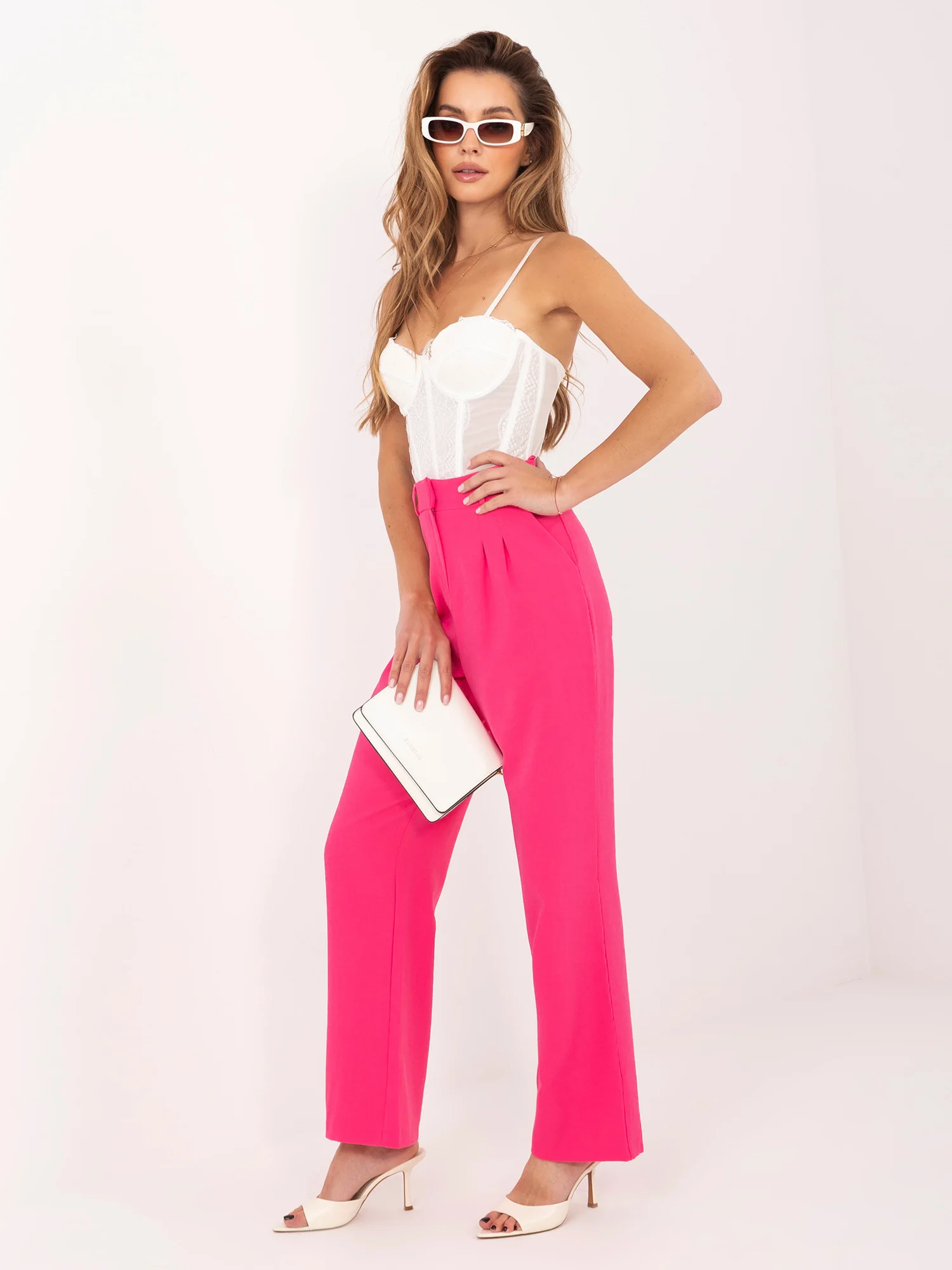 Pantaloni Dama Elegant, Guler inalt, RUE PARIS, Roz de Petrecere - imagine 2