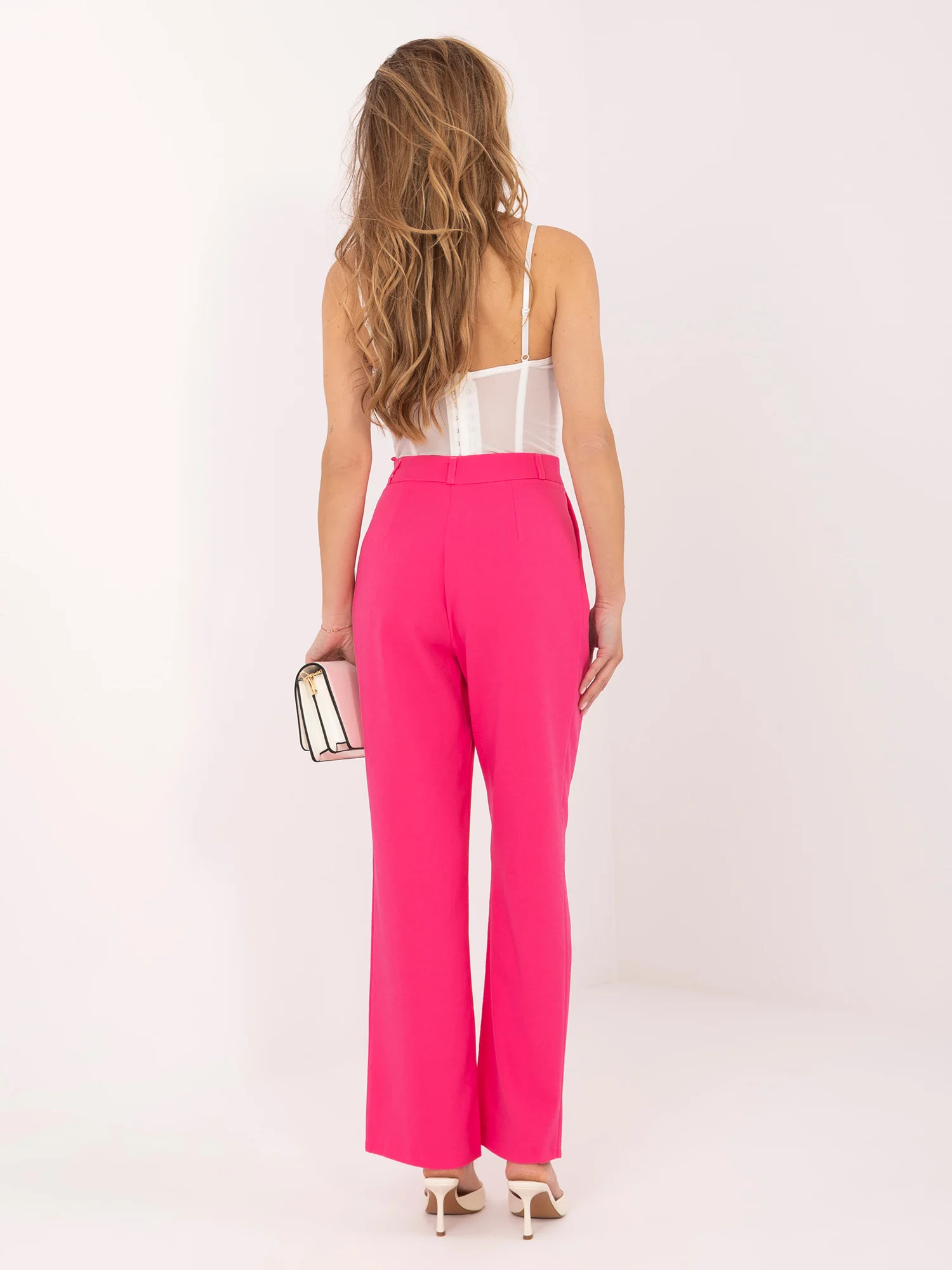 Pantaloni Dama Elegant, Guler inalt, RUE PARIS, Roz de Petrecere - imagine 5