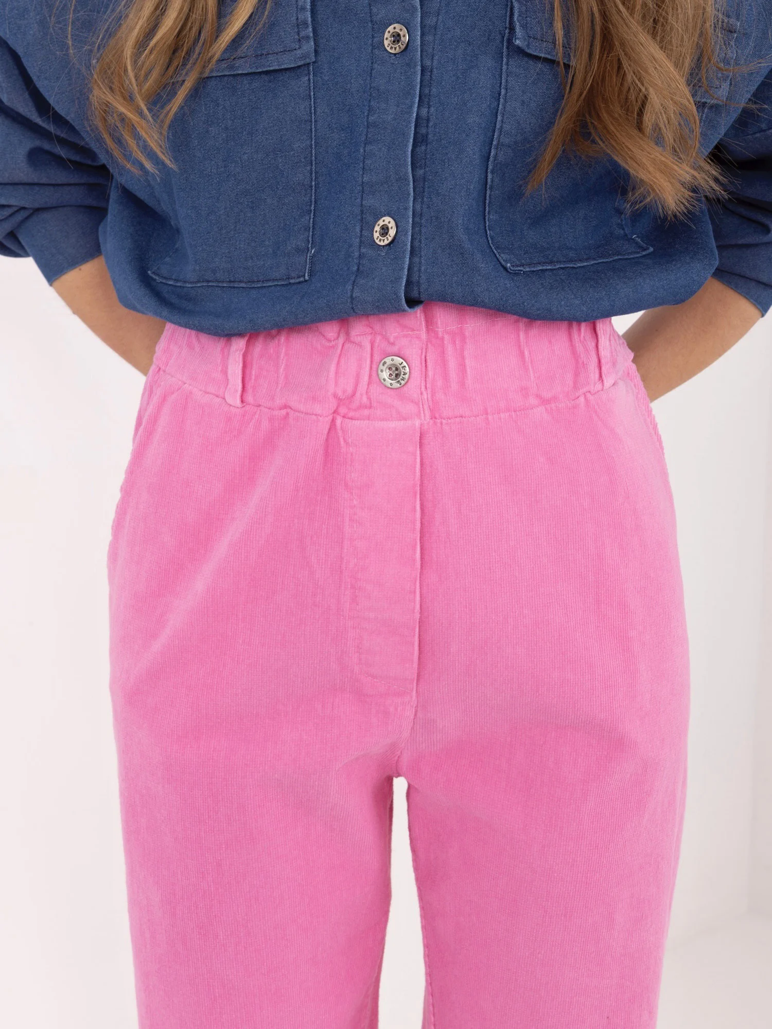Pantaloni Dama Conica, Guler inalt, ITALY MODA, Roz Casual - imagine 2