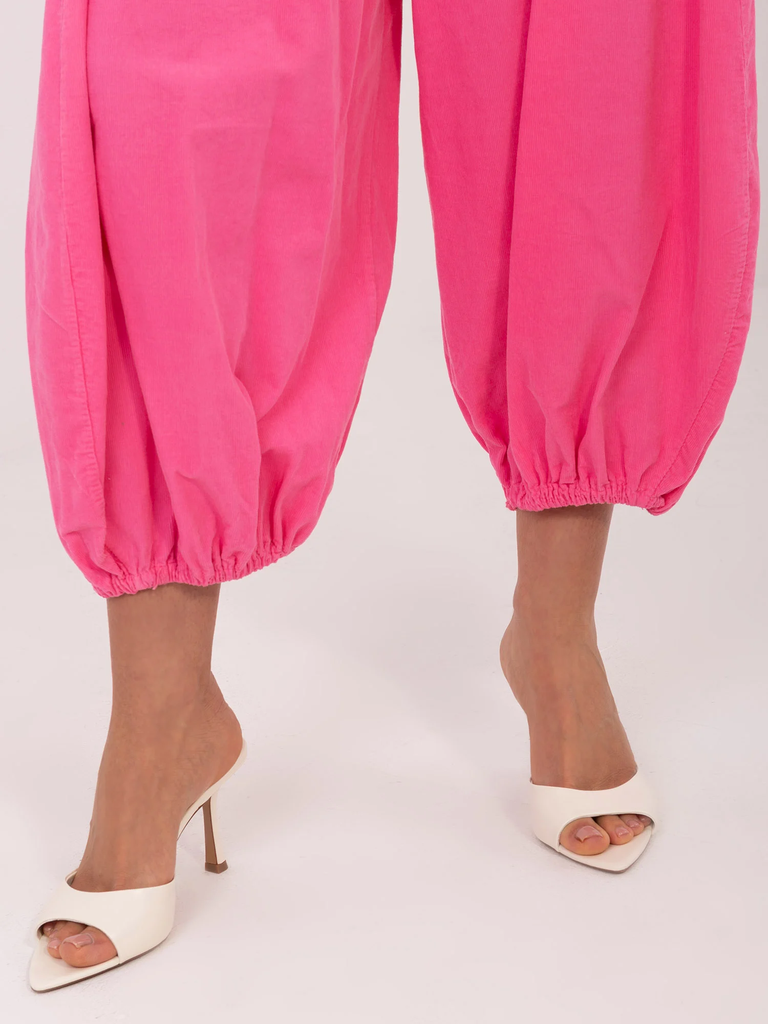Pantaloni Dama 7/8, Mansete elastice, ITALY MODA, Roz Casual - imagine 3