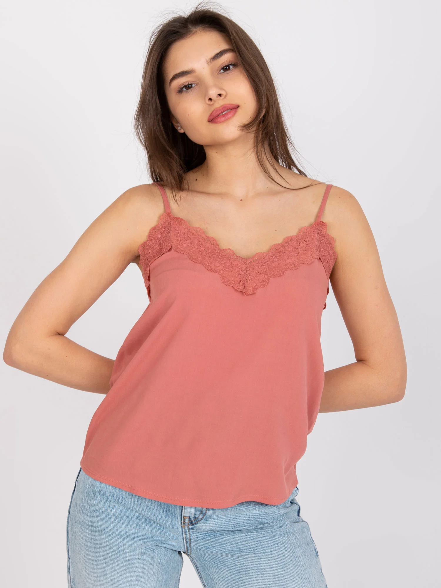 Top Dama Dantela, Decolteu in V, Fresh Made, Roz Casual - imagine 2
