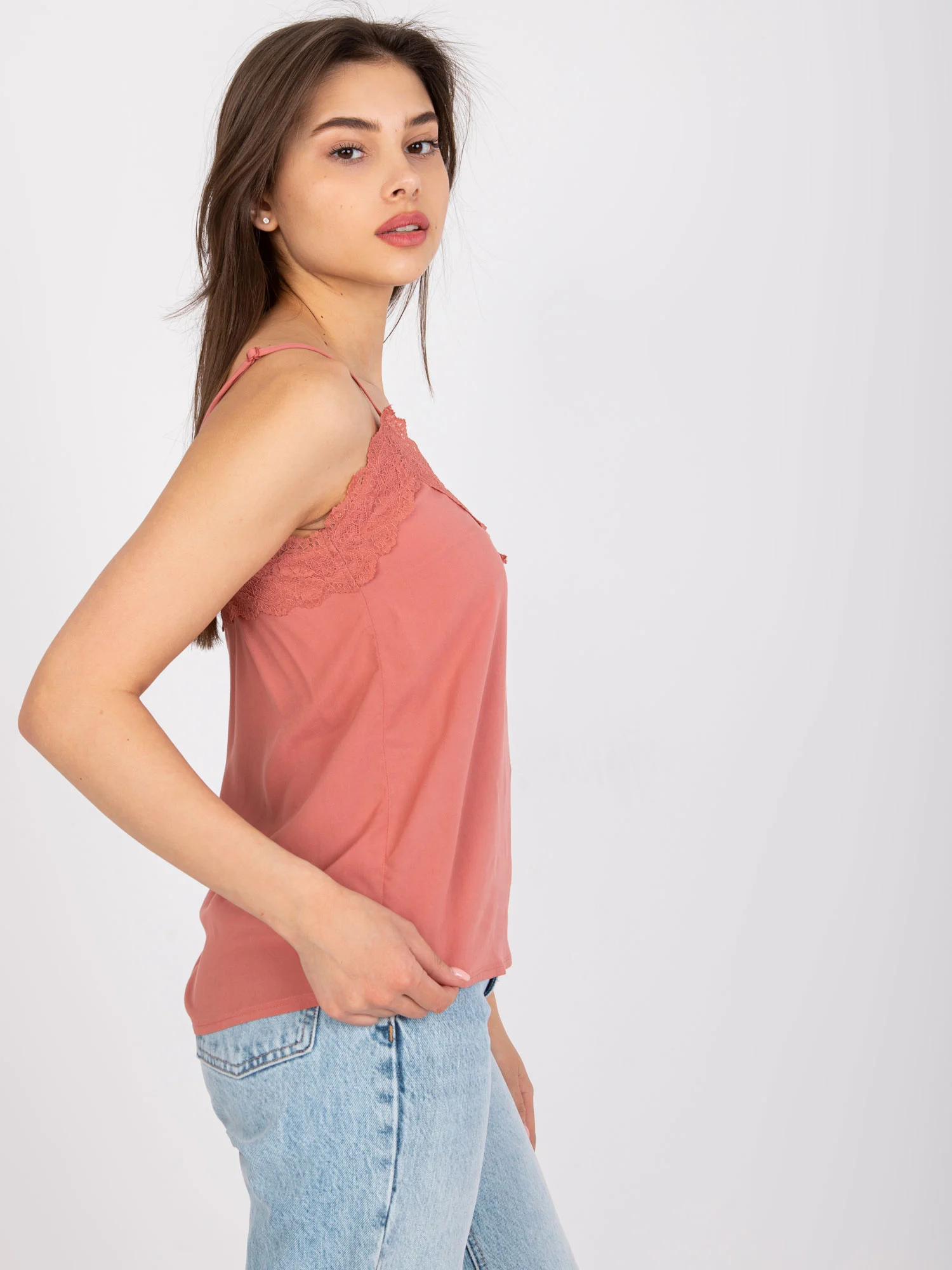 Top Dama Dantela, Decolteu in V, Fresh Made, Roz Casual - imagine 5
