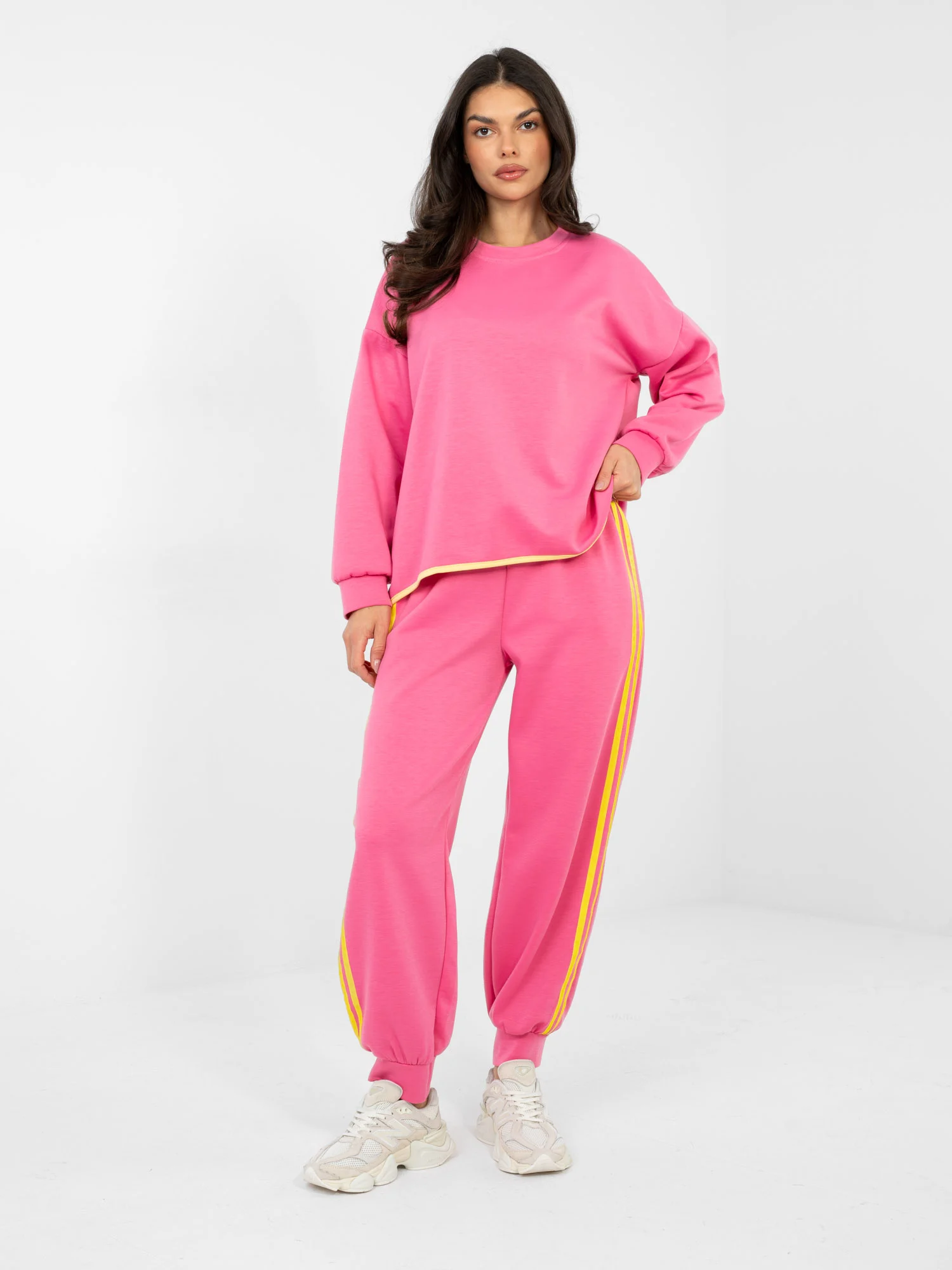 Compleu Dama Maneca lunga, Mansete elastice, RUE PARIS, Roz Casual - imagine 5