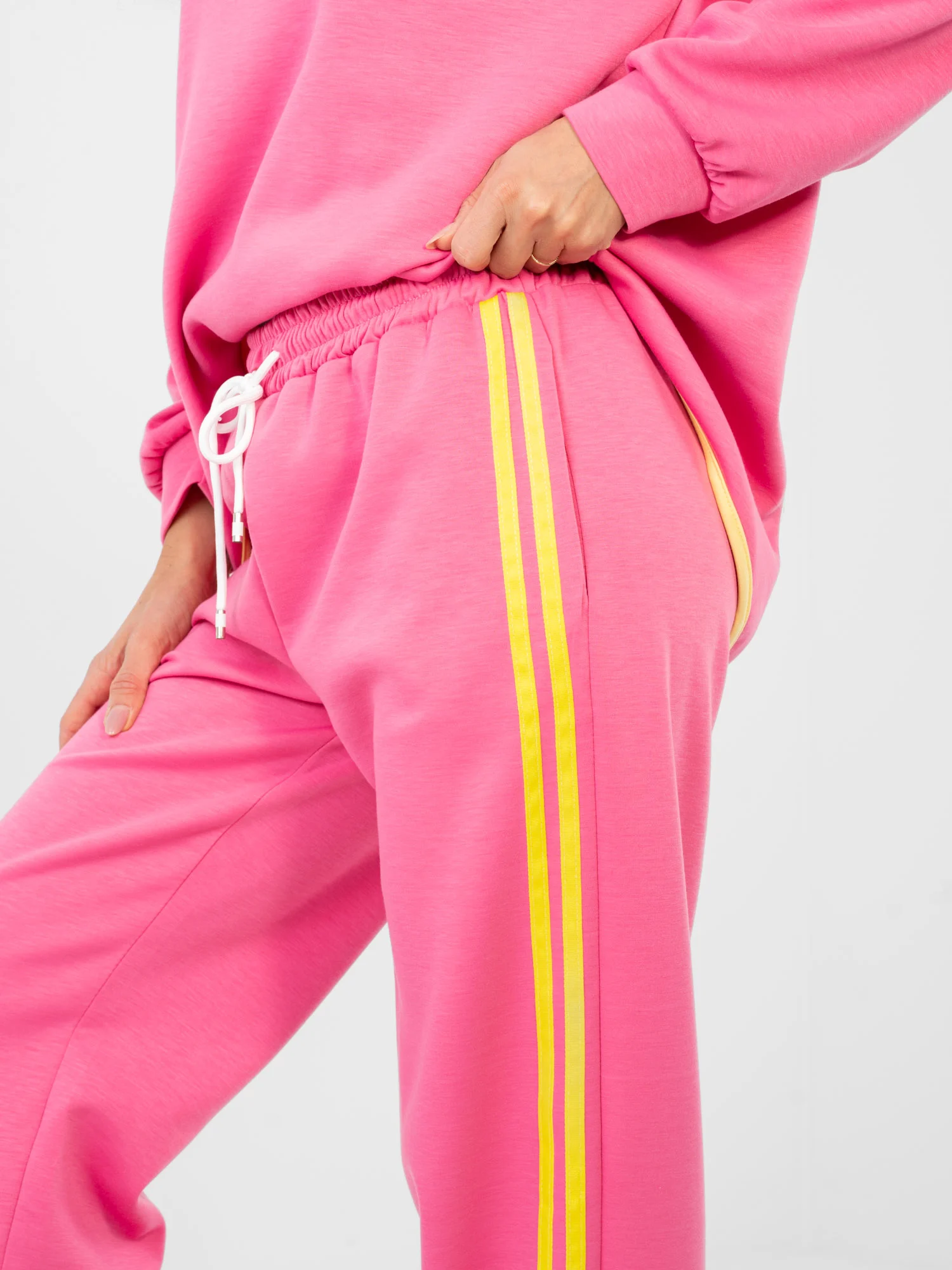 Compleu Dama Maneca lunga, Mansete elastice, RUE PARIS, Roz Casual - imagine 3
