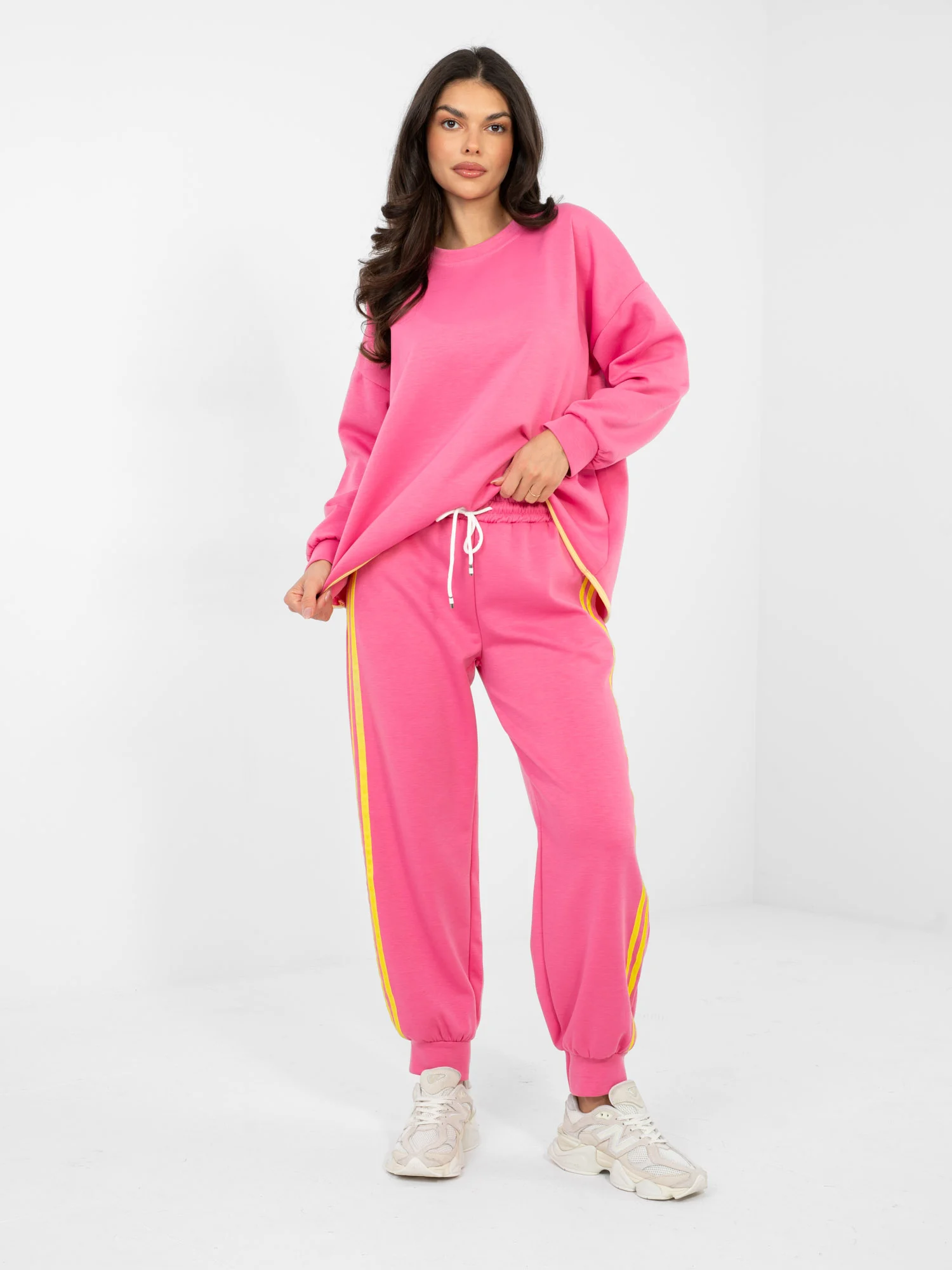 Compleu Dama Maneca lunga, Mansete elastice, RUE PARIS, Roz Casual - imagine 2