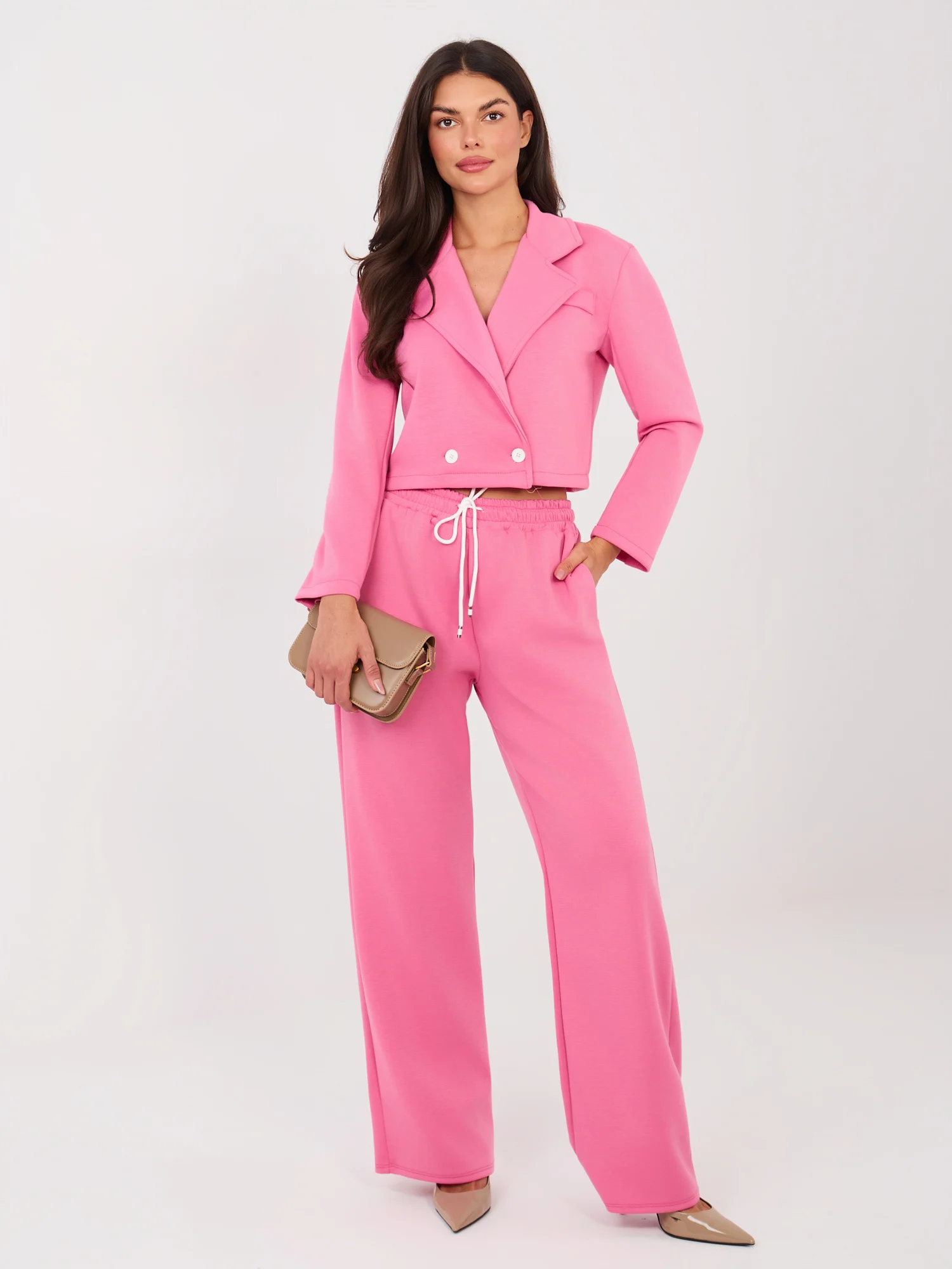Compleu Dama Maneca lunga, Dreapta, RUE PARIS, Roz Eleganta Office - imagine 2