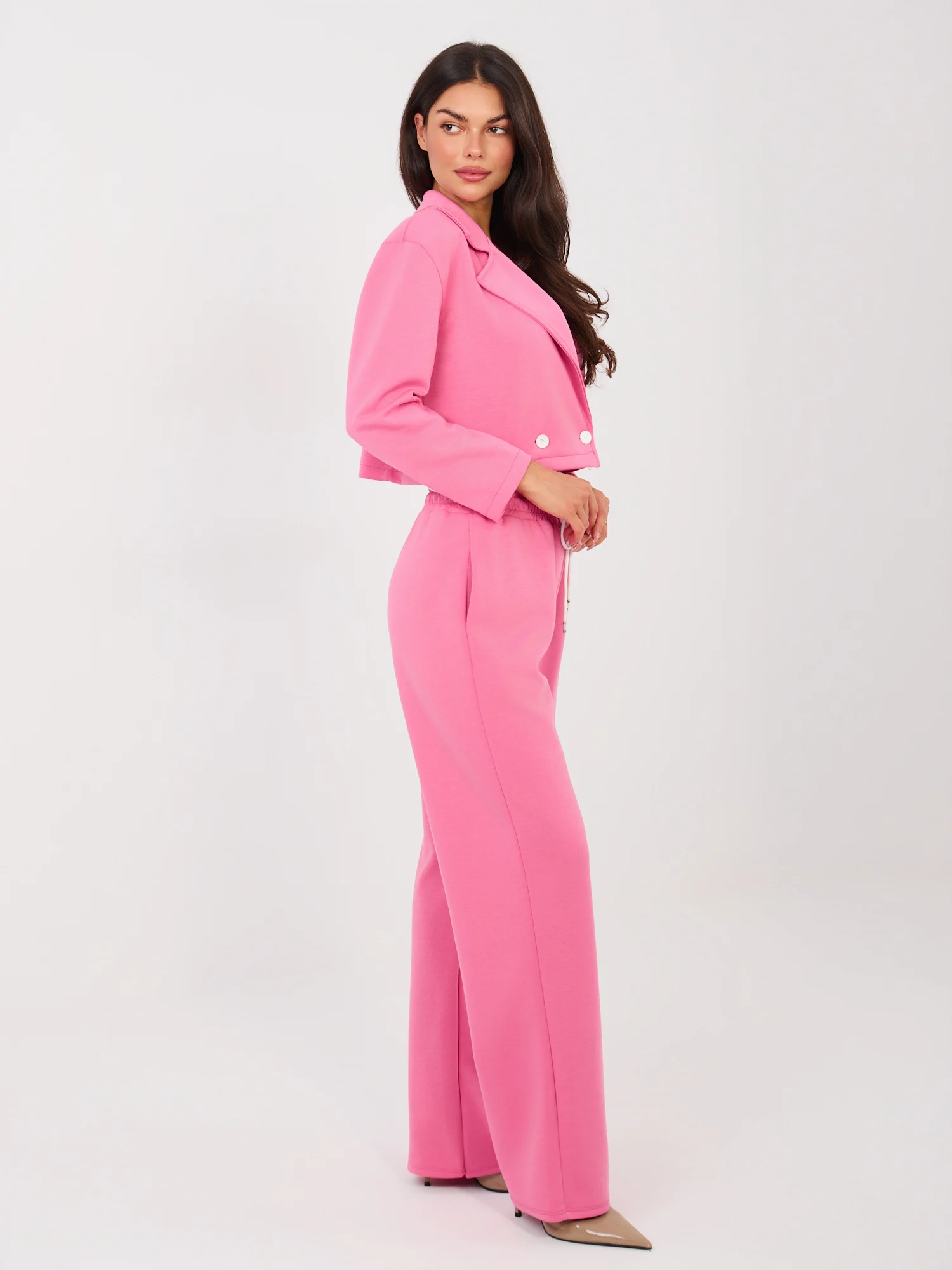 Compleu Dama Maneca lunga, Dreapta, RUE PARIS, Roz Eleganta Office - imagine 6