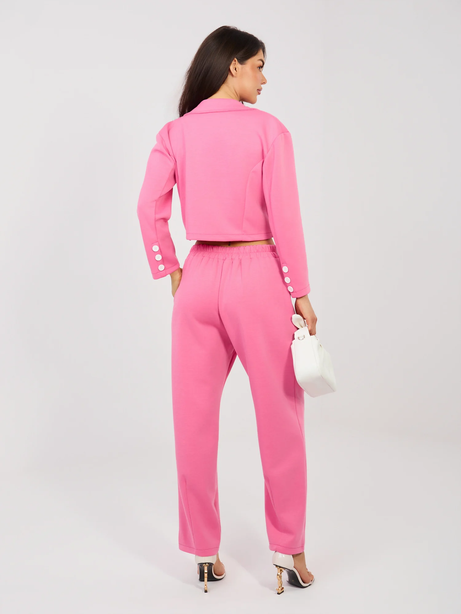 Compleu Dama Maneca lunga, Elegant, RUE PARIS, Roz Eleganta Office - imagine 6
