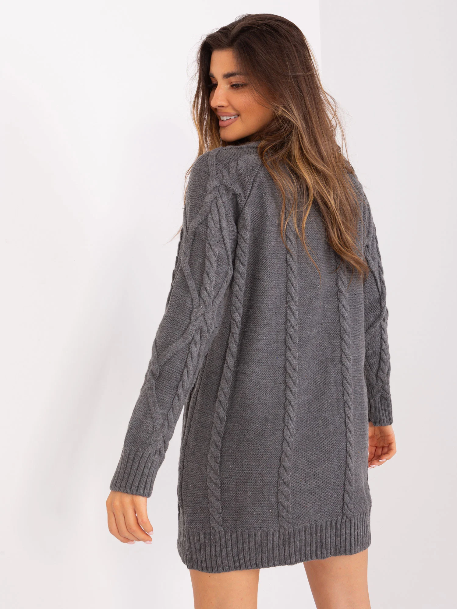 Rochie Dama Mini, Decolteu rotund, BADU, Gri Casual - Image 6