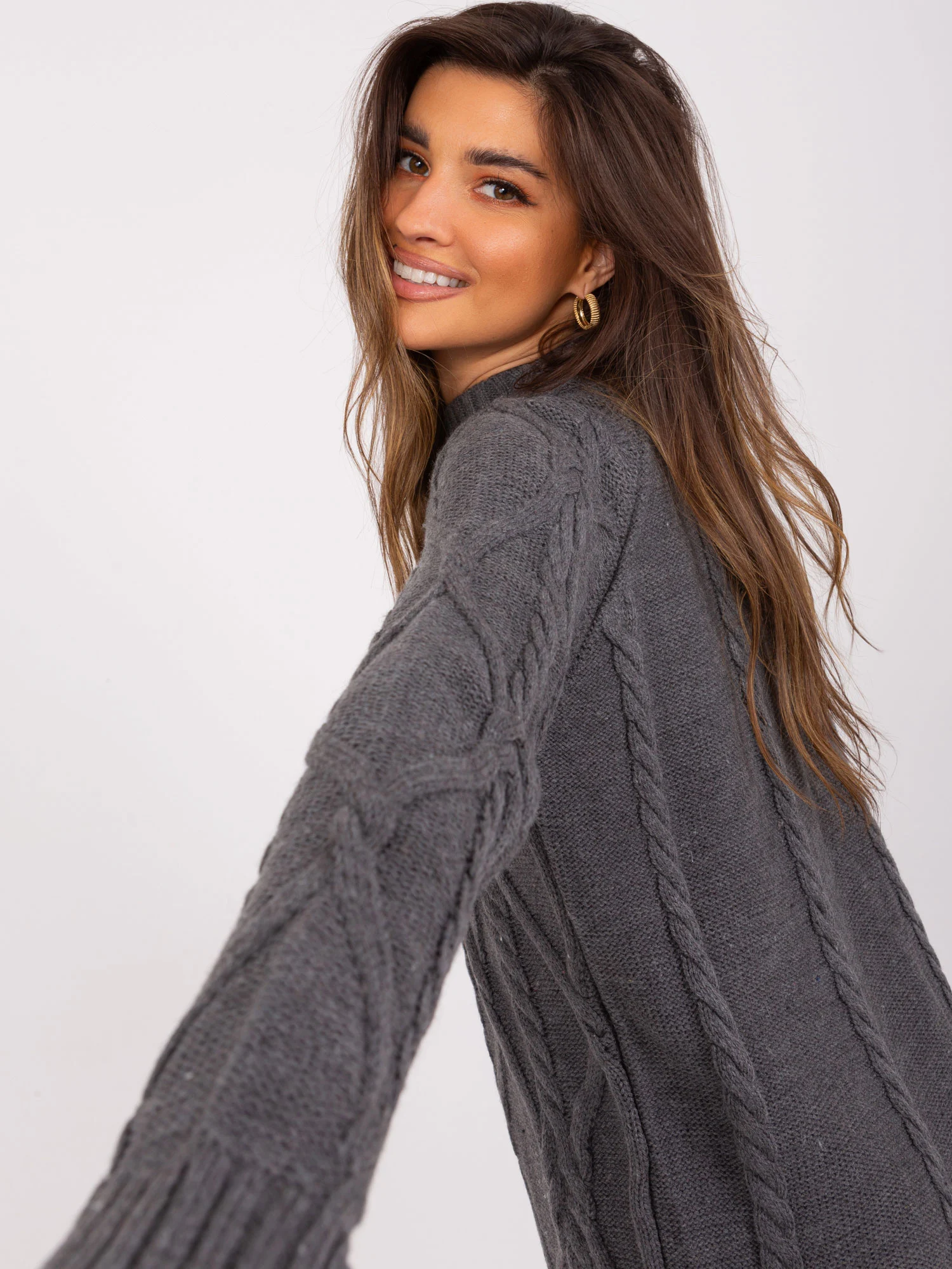 Rochie Dama Mini, Decolteu rotund, BADU, Gri Casual - Image 5