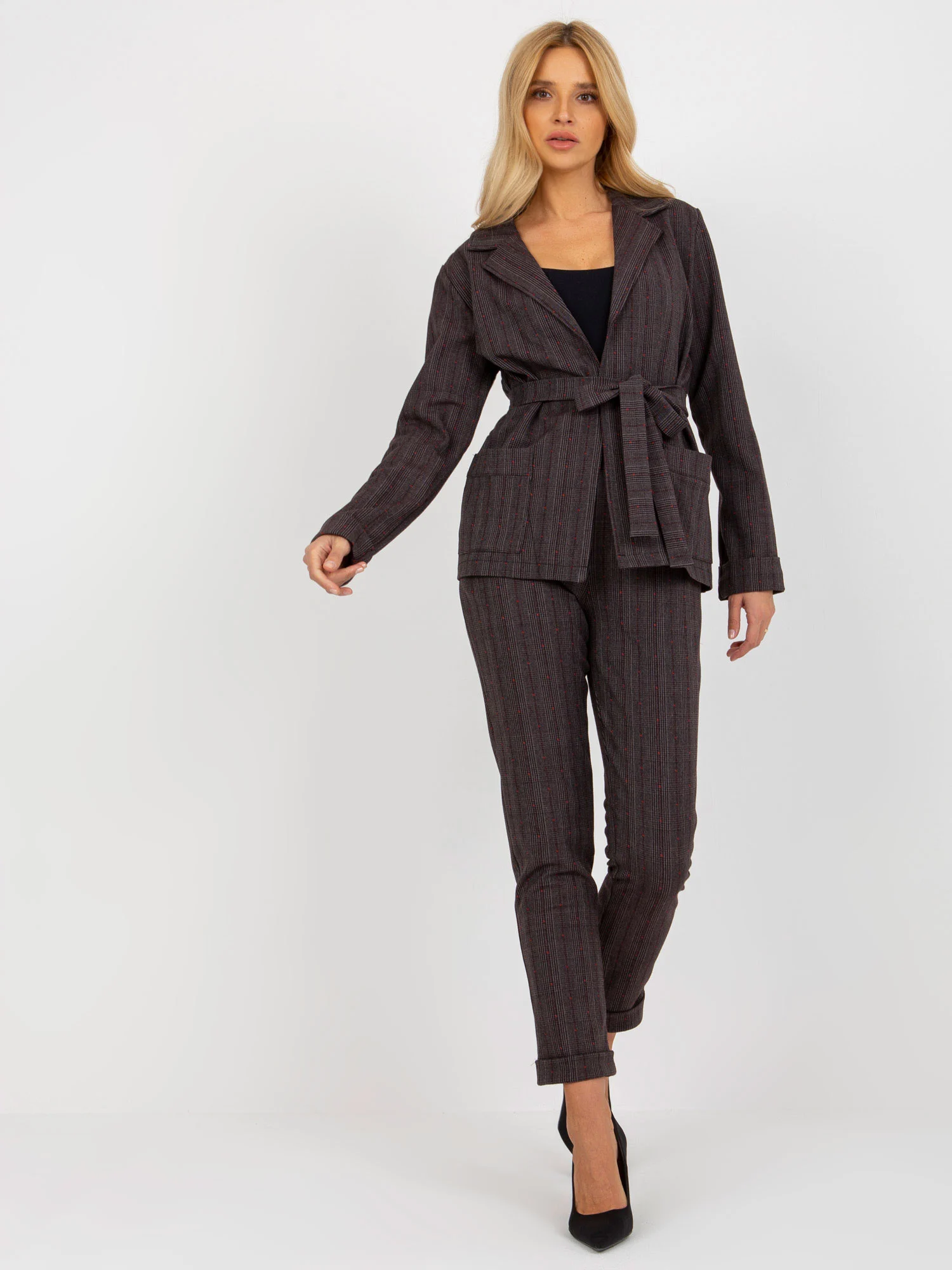 Sacou Dama Maneca lunga, Carouri, LAKERTA, Gri Eleganta Office - imagine 4