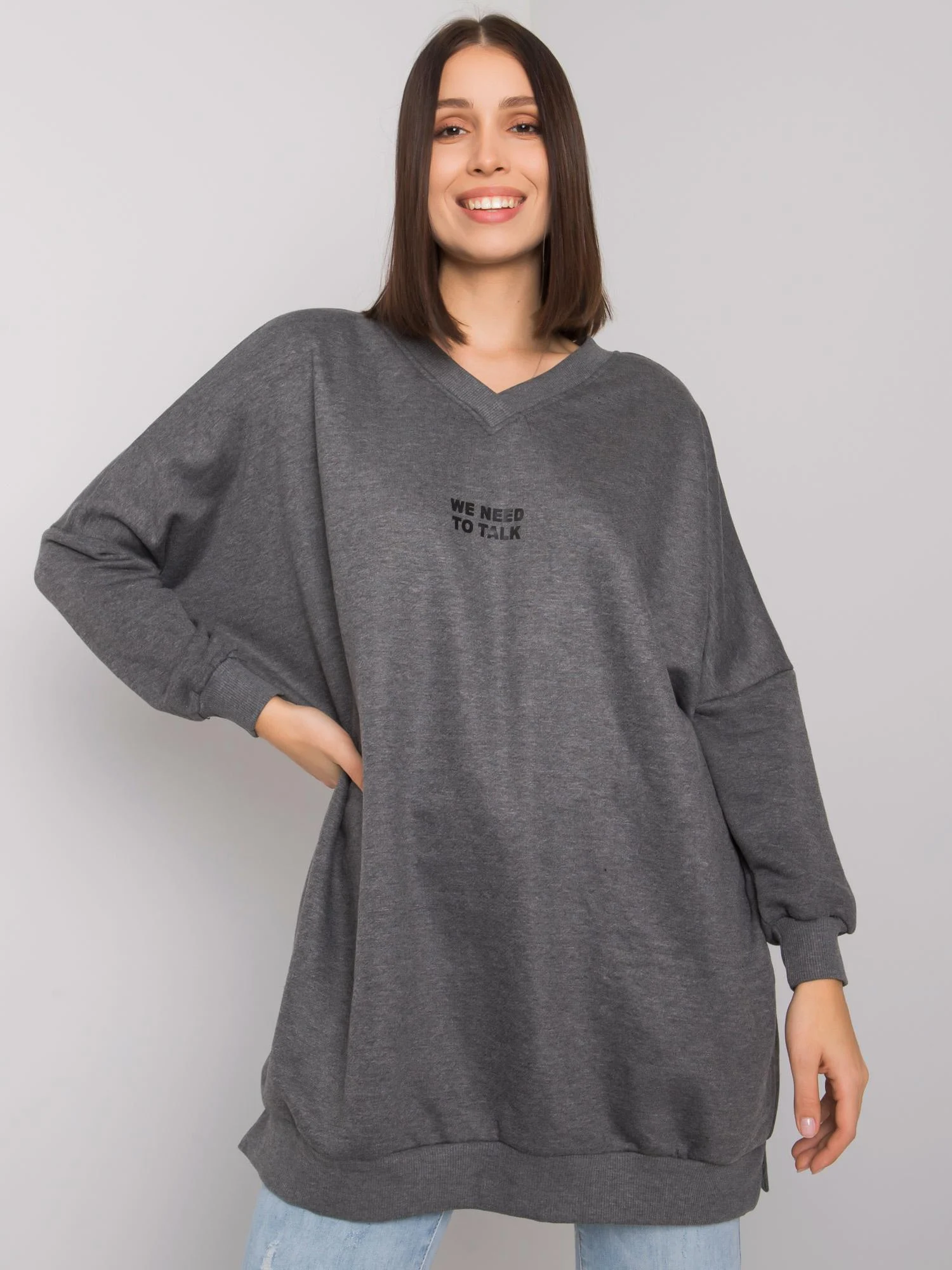 Tunica Dama Maxi, Rochie dreapta, RELEVANCE, Gri - imagine 4