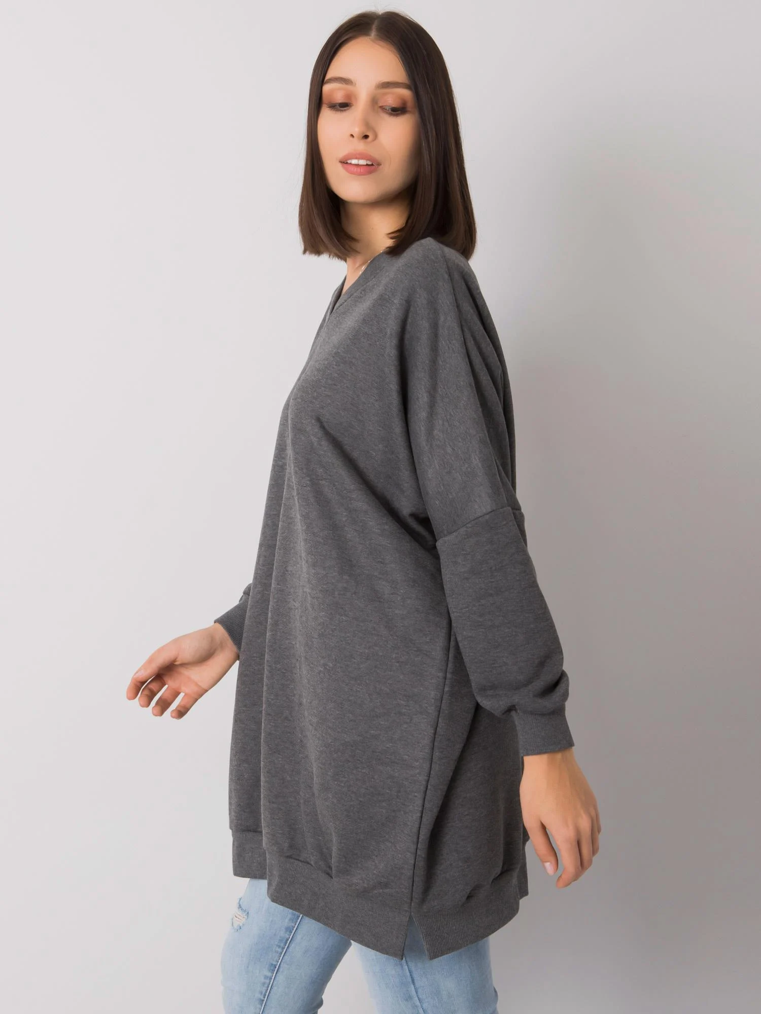 Tunica Dama Maxi, Rochie dreapta, RELEVANCE, Gri - imagine 3