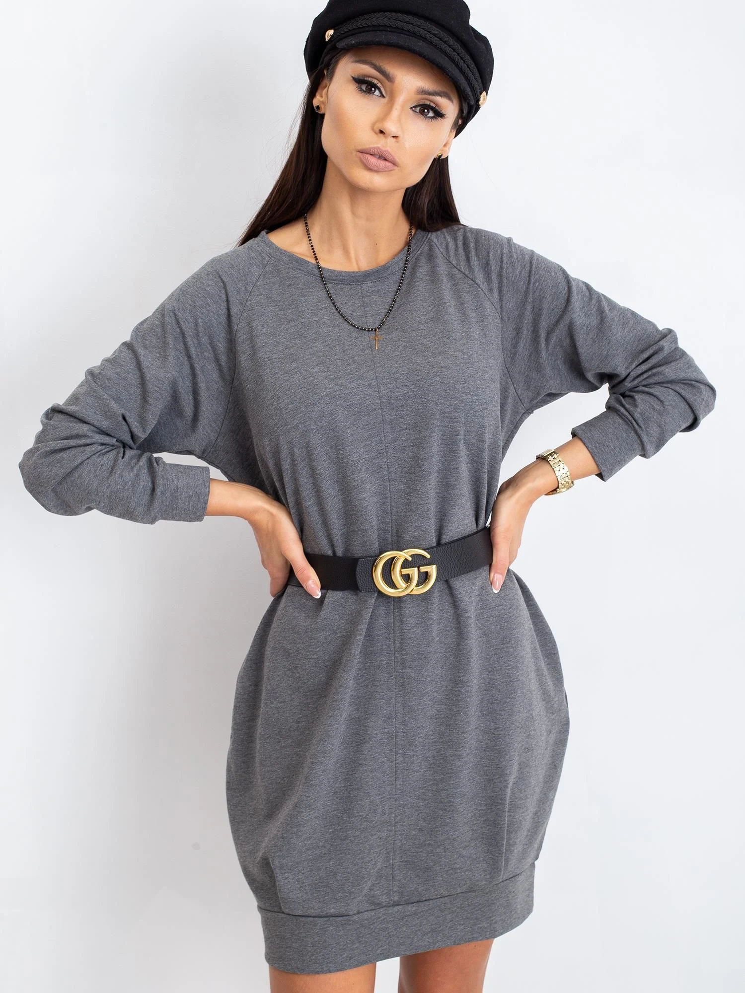 Rochie Dama Maxi, Oversize, BASIC FEEL GOOD, Gri Casual - Image 5