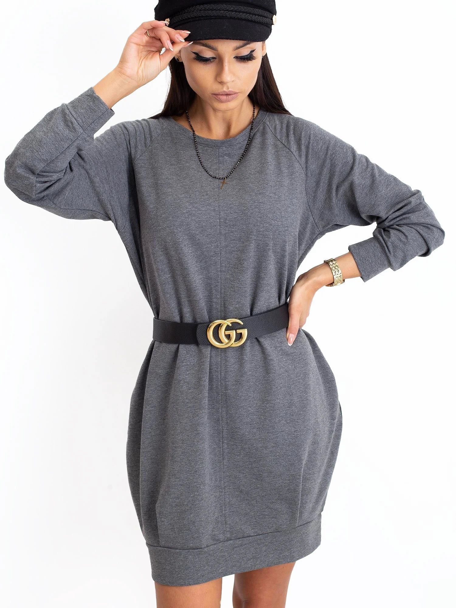 Rochie Dama Maxi, Oversize, BASIC FEEL GOOD, Gri Casual - Image 8
