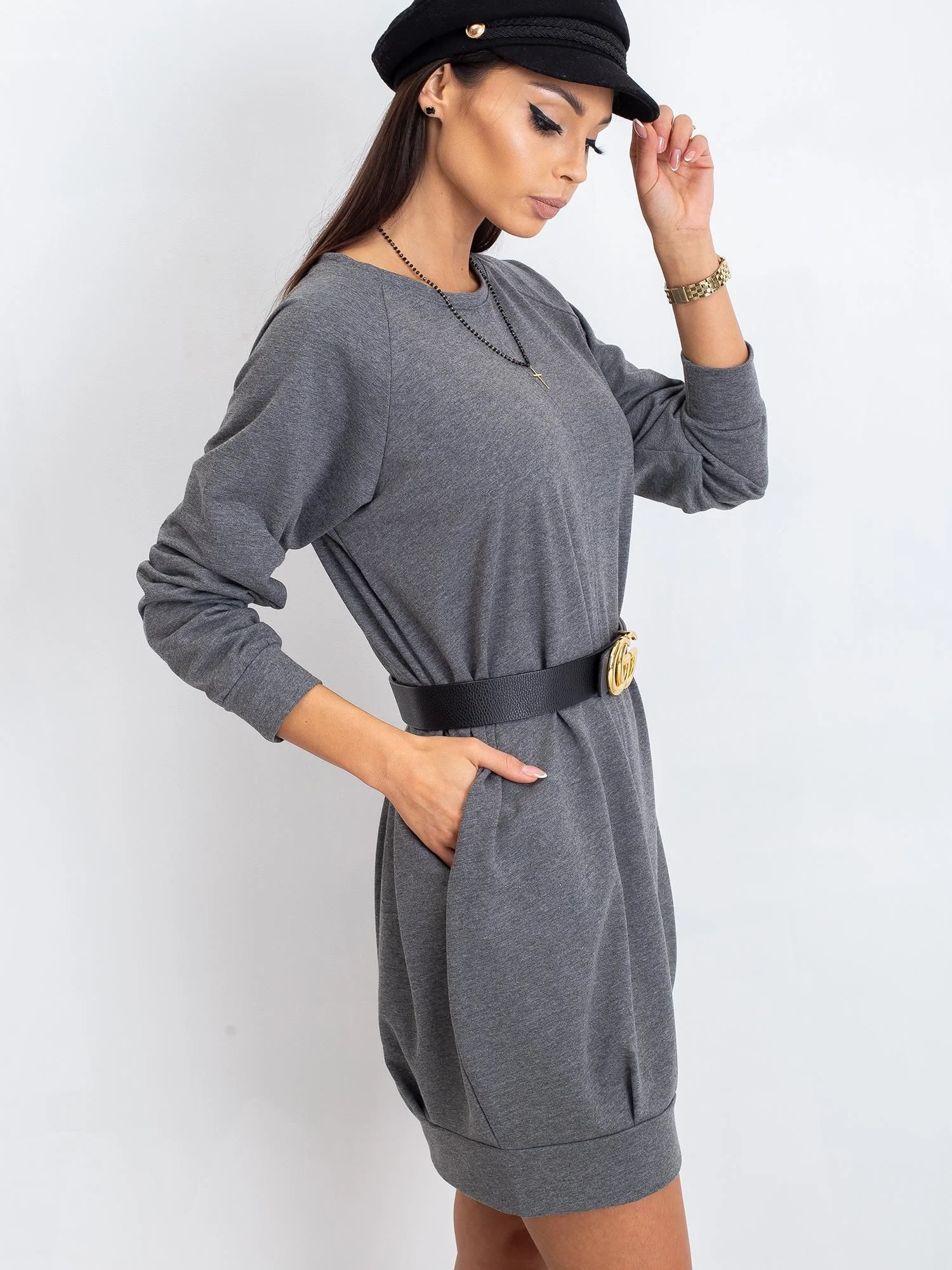 Rochie Dama Maxi, Oversize, BASIC FEEL GOOD, Gri Casual - Image 6