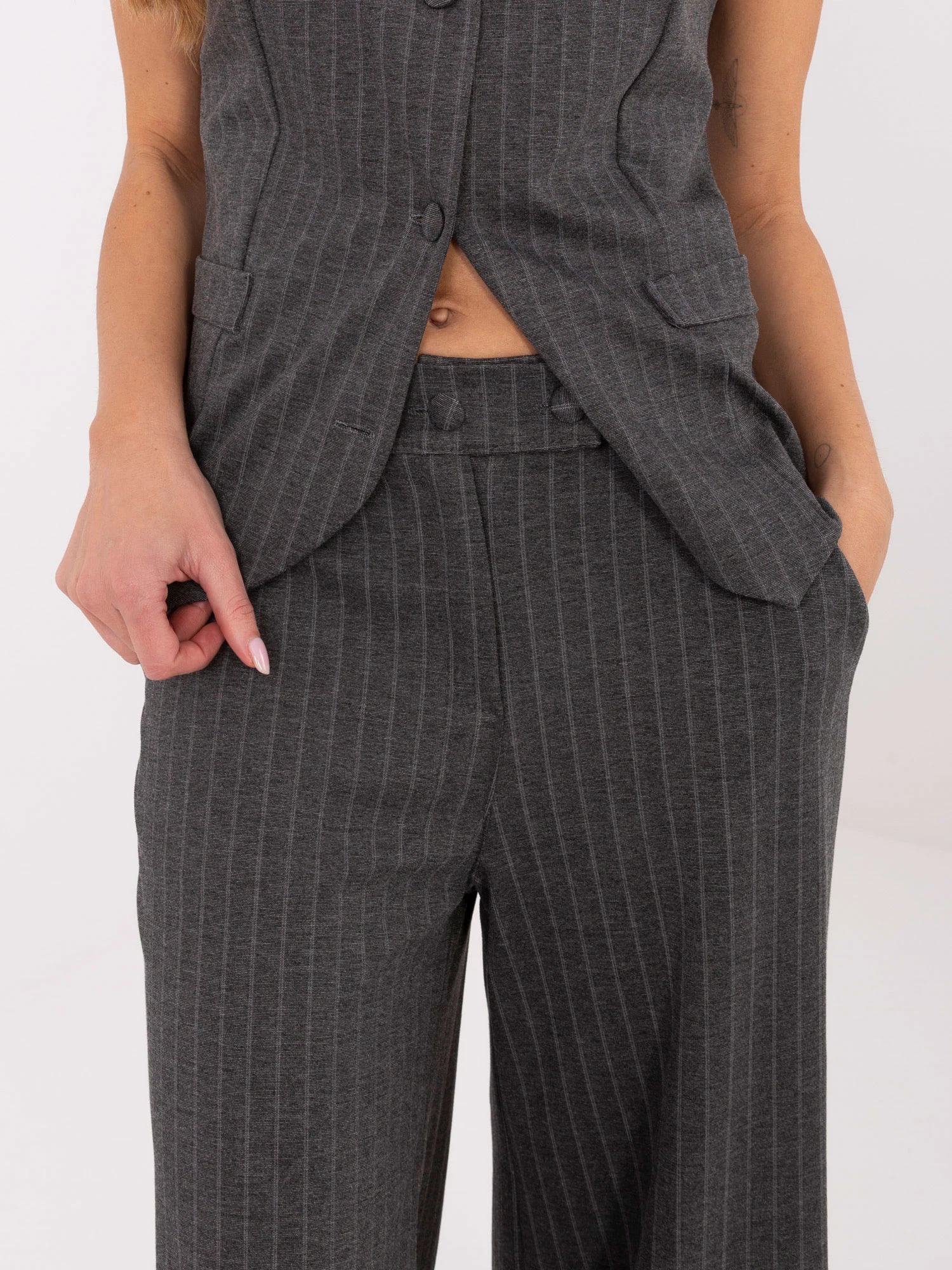 Pantaloni Dama Dungi, Elegant, RUE PARIS, Gri Eleganta Office - imagine 2