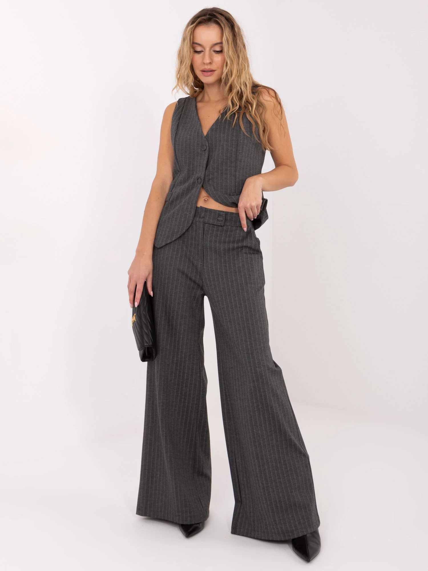 Pantaloni Dama Dungi, Elegant, RUE PARIS, Gri Eleganta Office - imagine 4